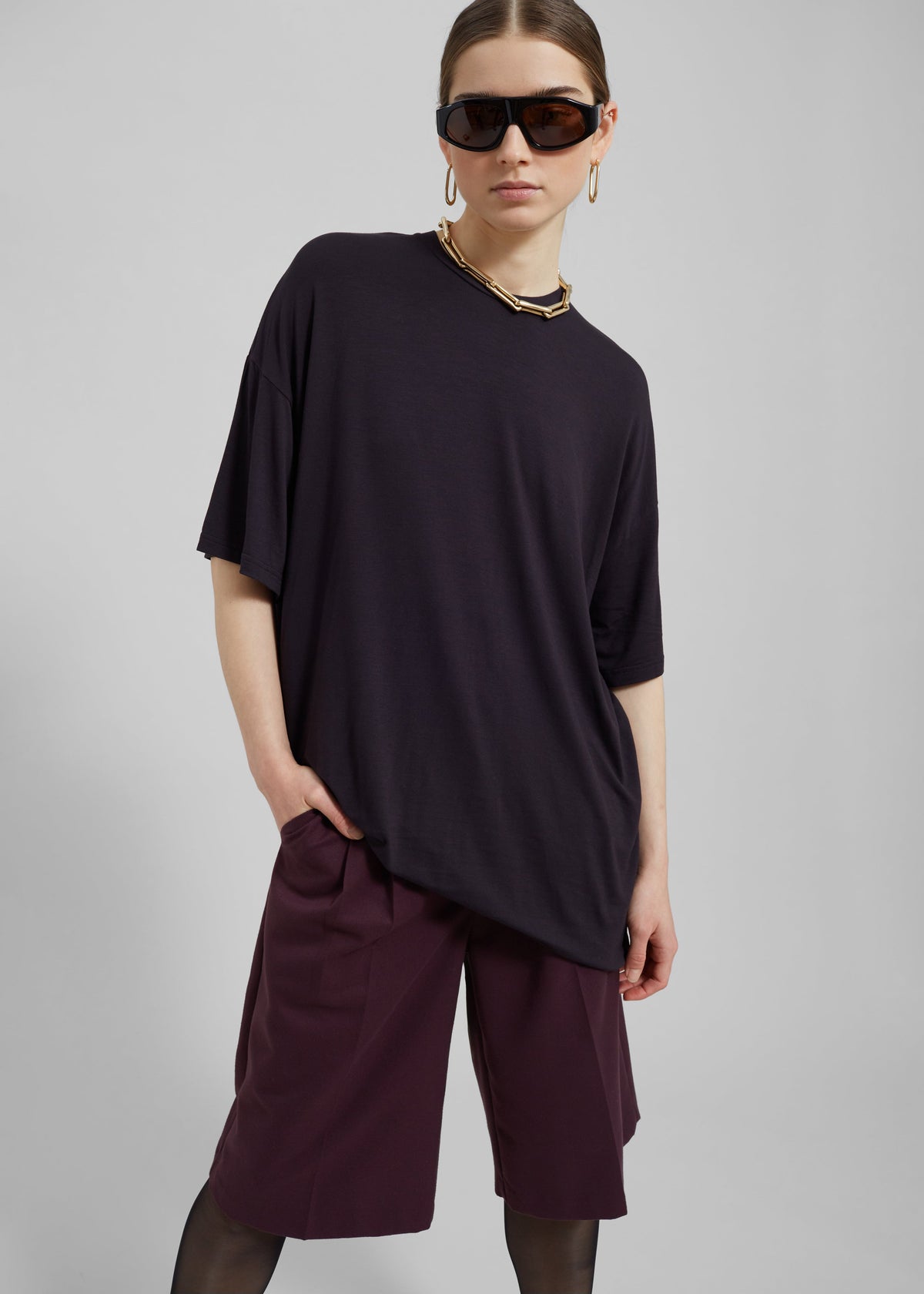 Ella Boxy Tee - Dark Plum – view 3 of 11