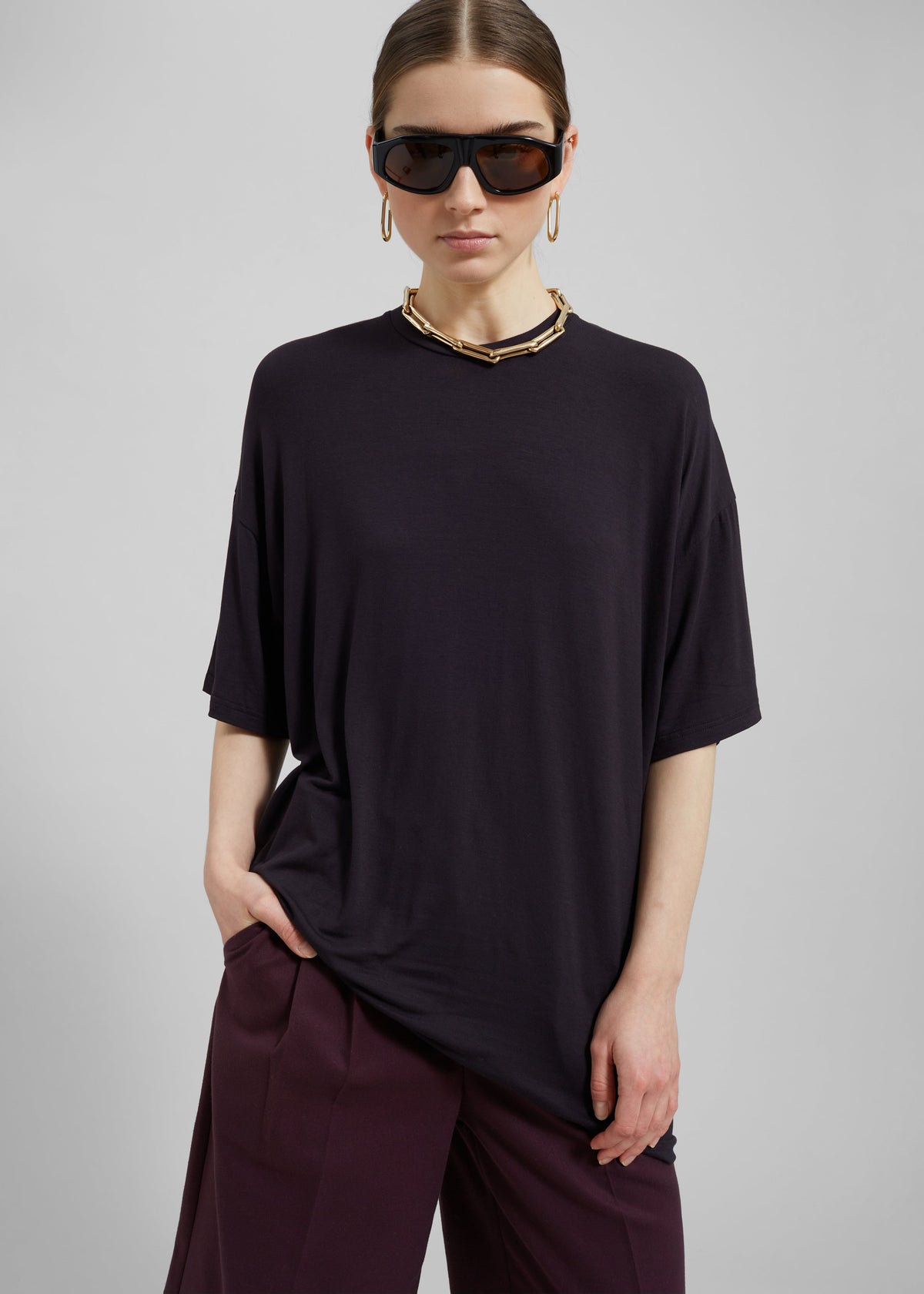 Ella Boxy Tee - Dark Plum – view 9 of 11