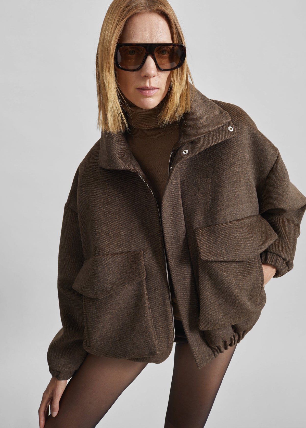 Elle Aviator Jacket - Brown Melange – view 2 of 9
