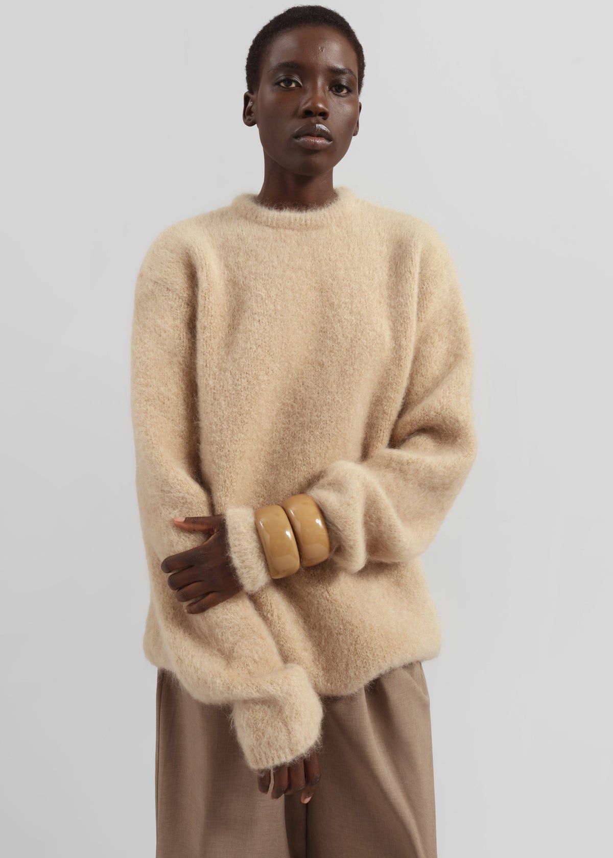 Ellery Mohair Crewneck Sweater - Beige – view 2 of 9