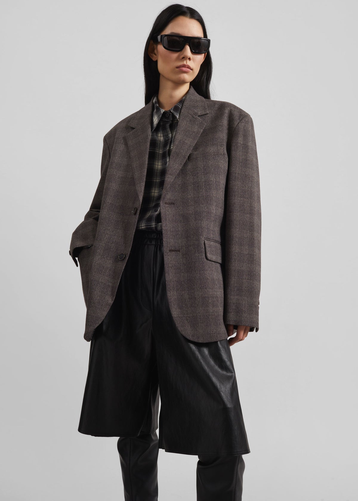 Ellory Padded Blazer - Brown Glen Plaid – view 4 of 6