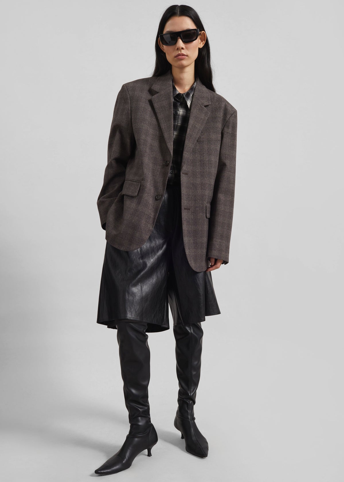 Ellory Padded Blazer - Brown Glen Plaid – view 2 of 6