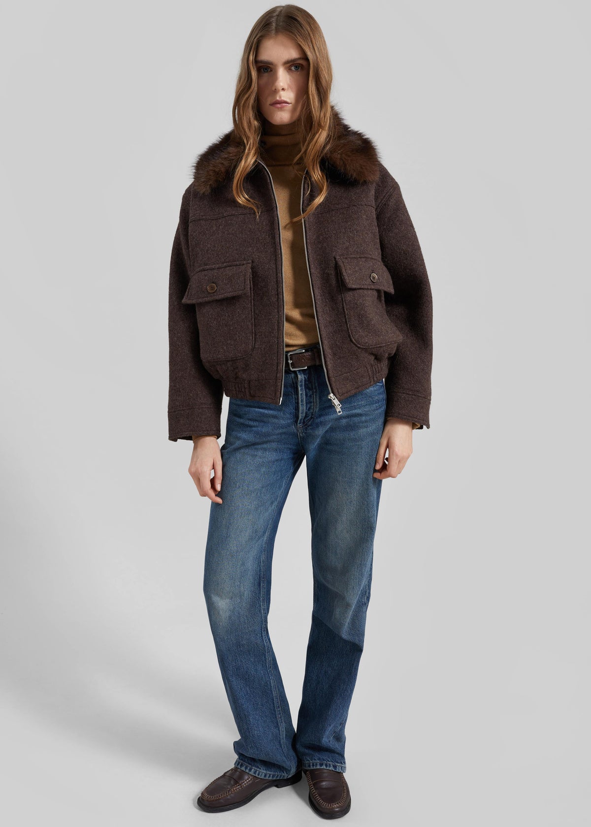 Elmont Brushed Wool Quilted Jacket - Brown – view 4 of 8
