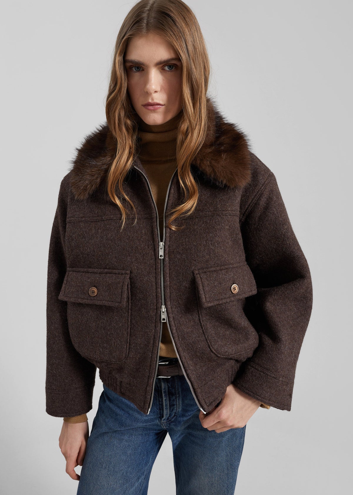 Elmont Brushed Wool Quilted Jacket - Brown – view 5 of 8