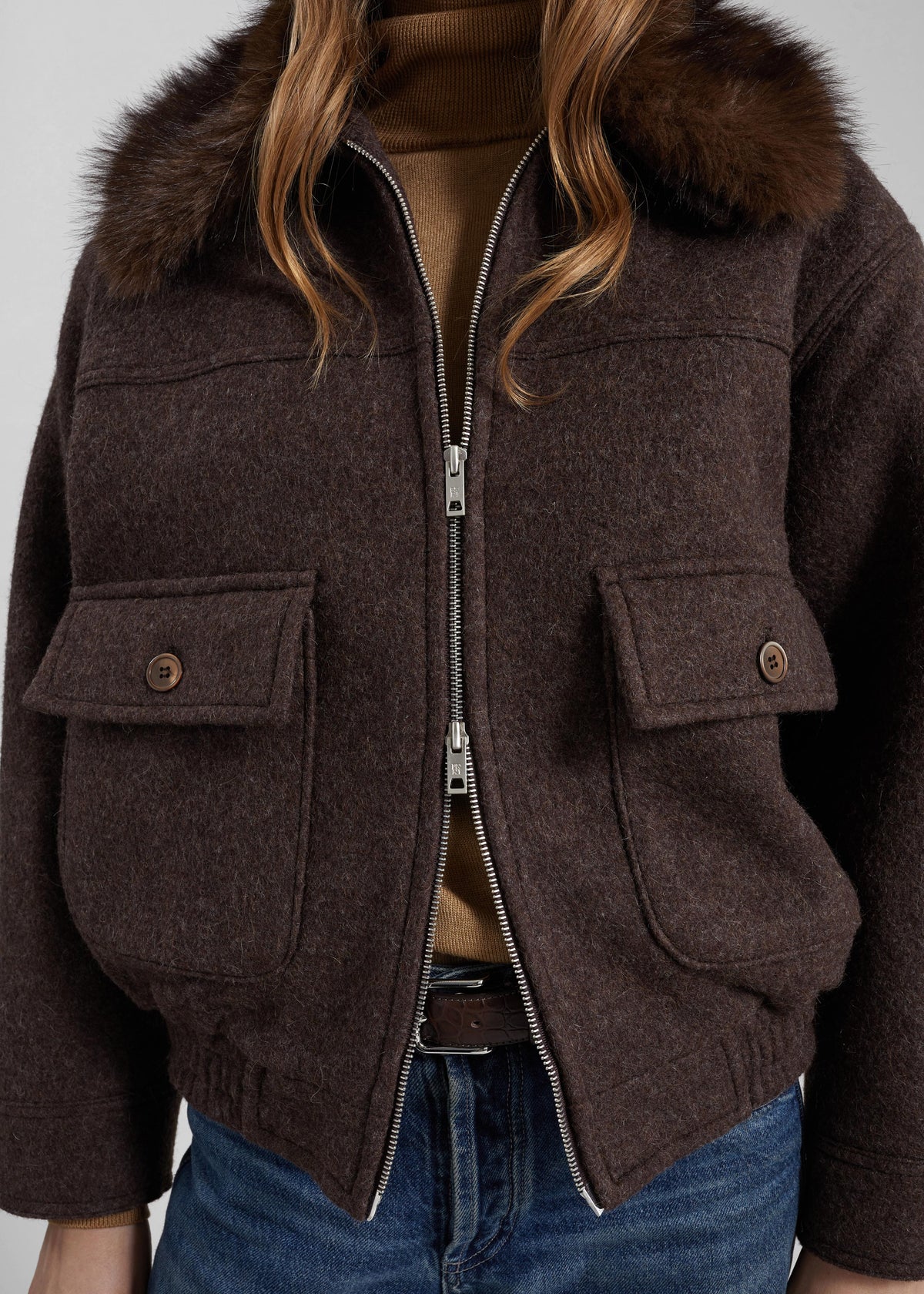 Elmont Brushed Wool Quilted Jacket - Brown – view 6 of 8