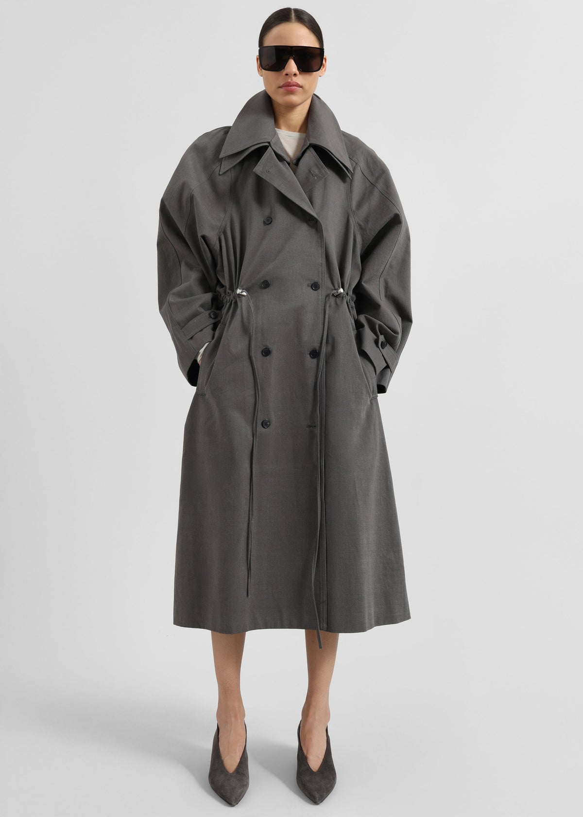 Elrod Drawstring Trench - Grey – view 1 of 9