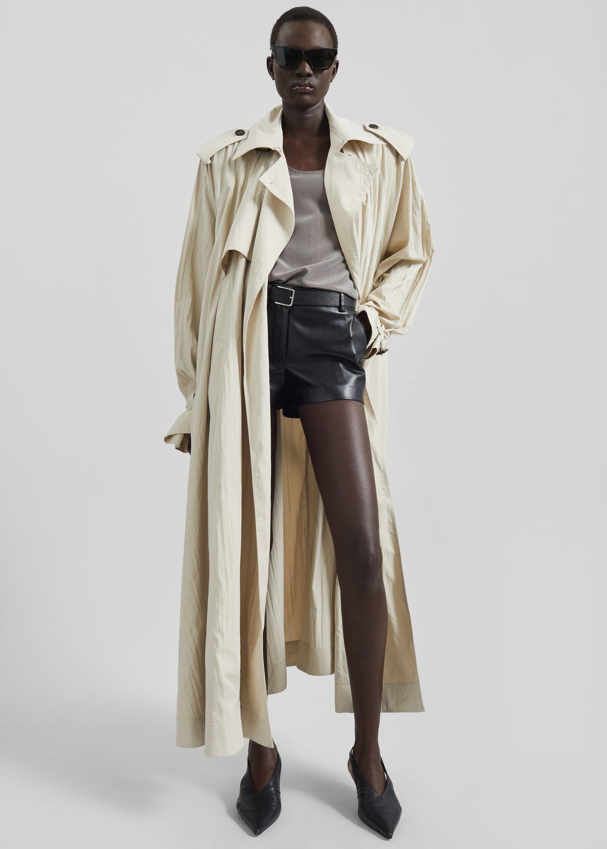 Elsdon Fluid Long Trench - Light Beige – view 1 of 11