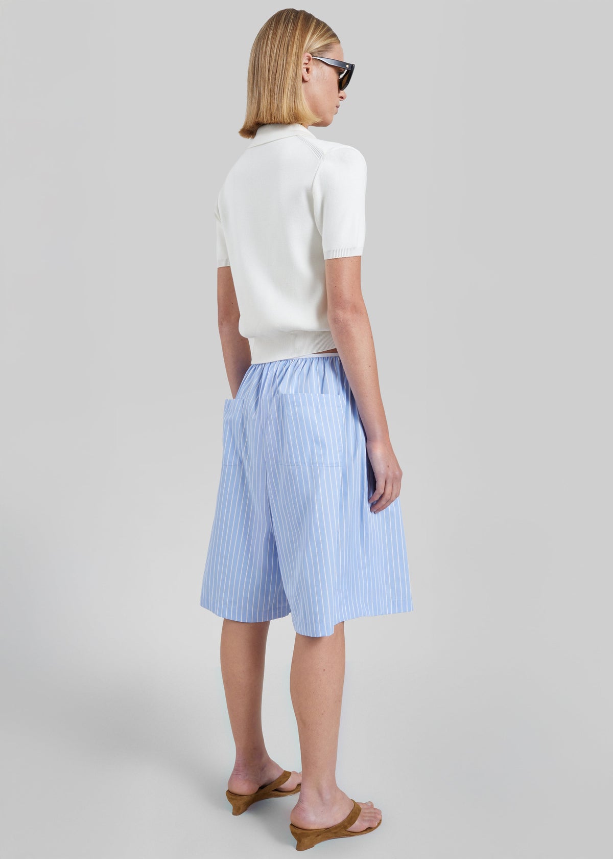 Elyn Cotton Bermuda Shorts - Blue/White Stripe – view 8 of 9
