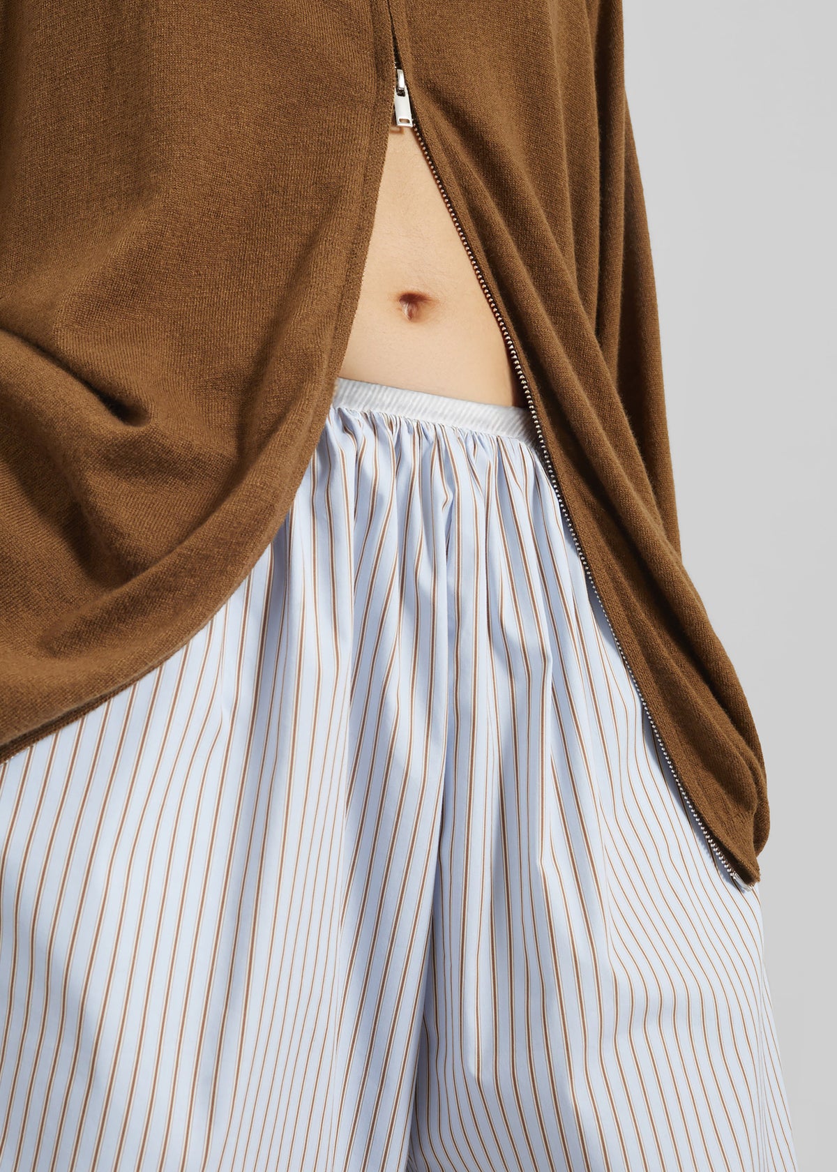 Elyn Cotton Bermuda Shorts - Light Blue/Brown Stripe – view 5 of 8