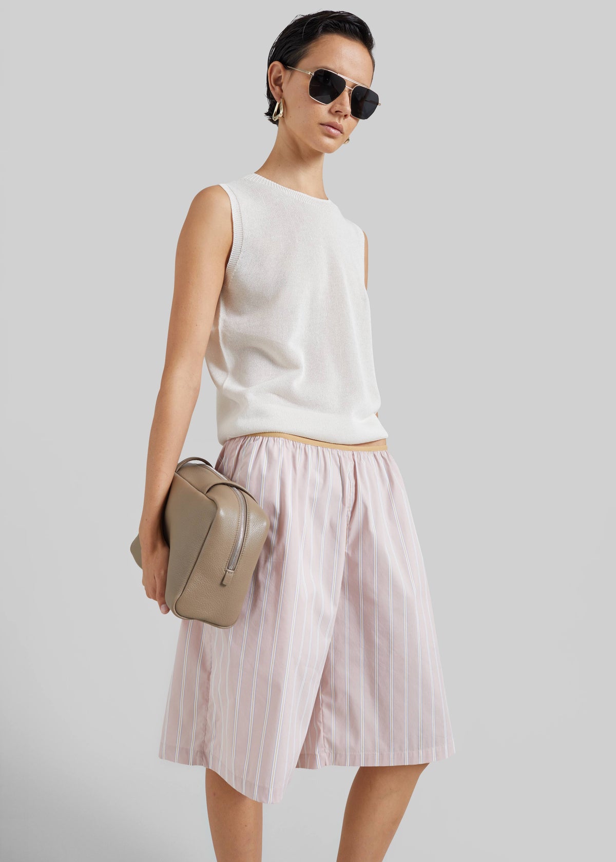 Elyn Elastic Bermuda Shorts - Pink/White Stripes – view 6 of 10