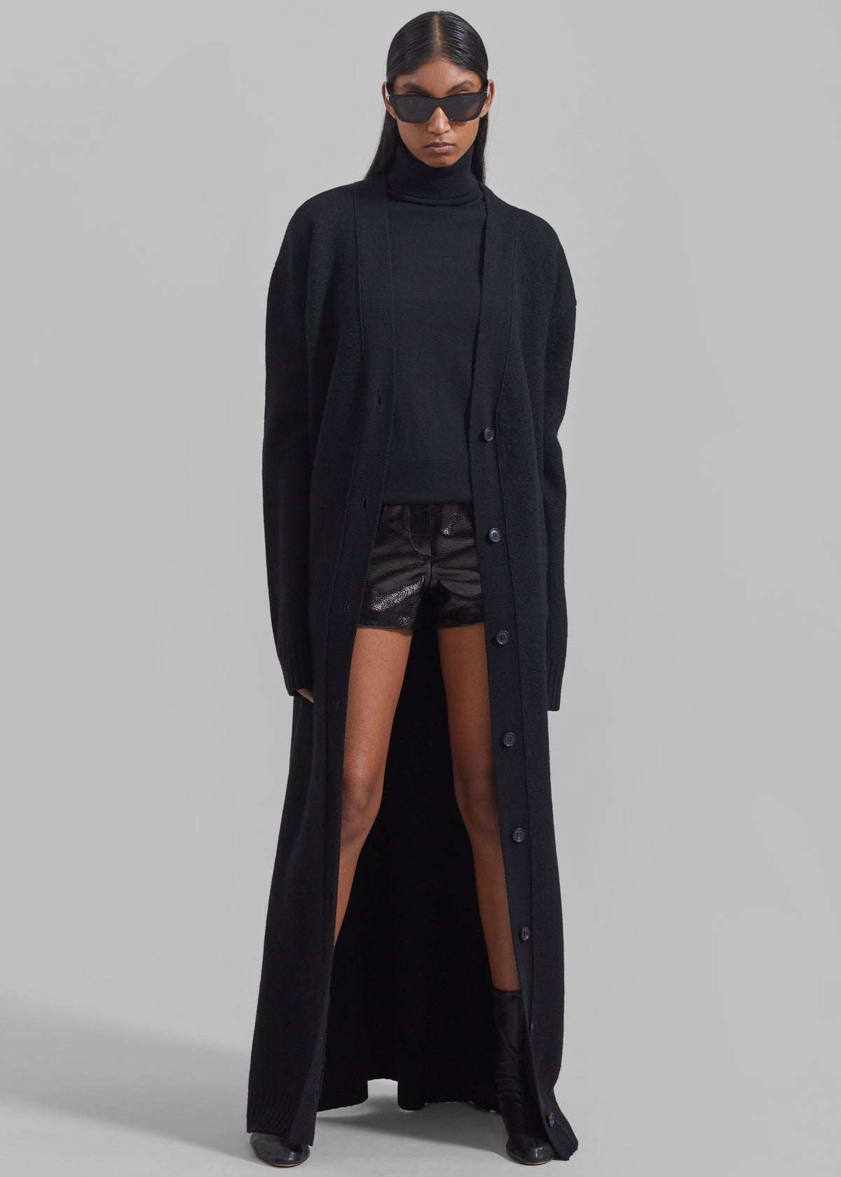 Emi Long Knit Cardigan - Black – view 1 of 8