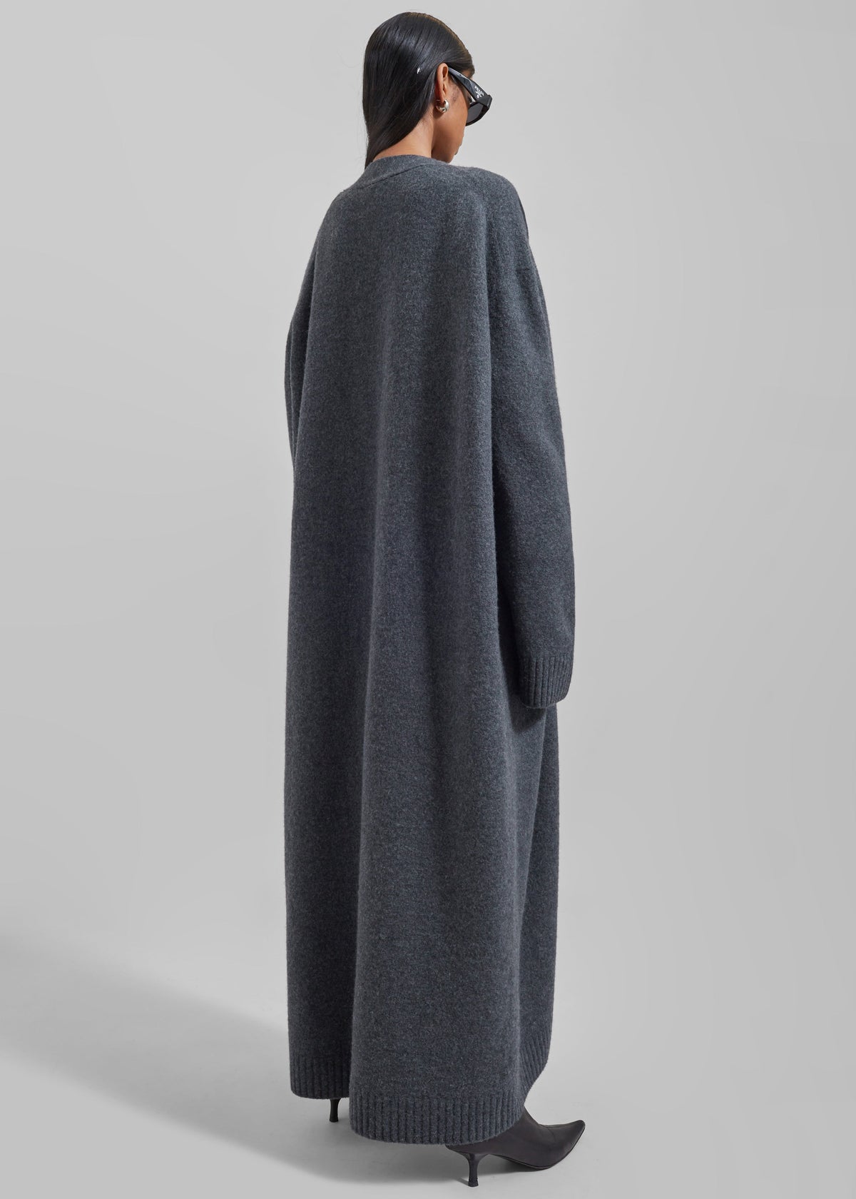 Emi Long Knit Cardigan - Dark Grey Melange – view 9 of 10