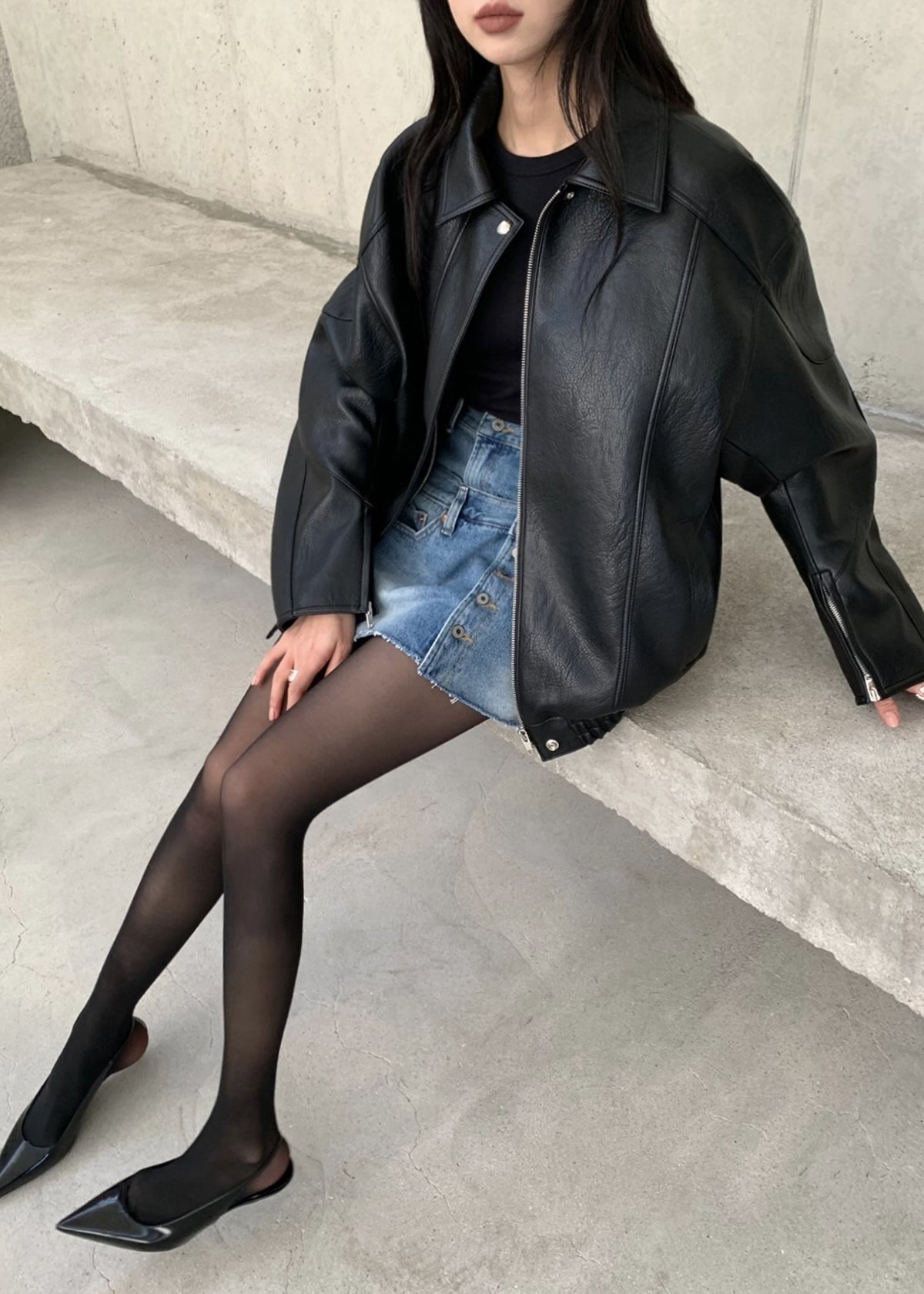 Enora Faux Leather Jacket - Black – view 2 of 9