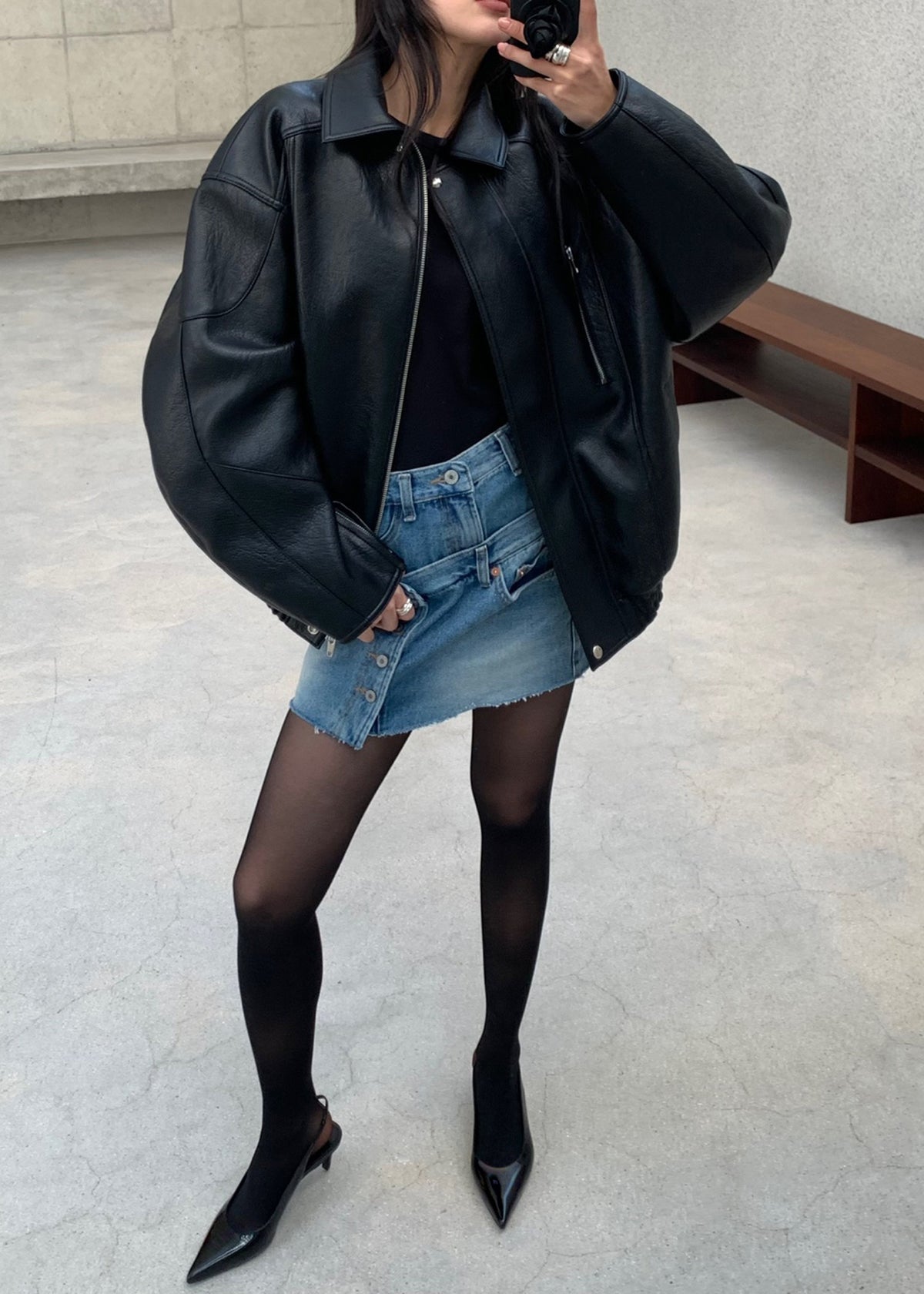 Enora Faux Leather Jacket - Black – view 7 of 9