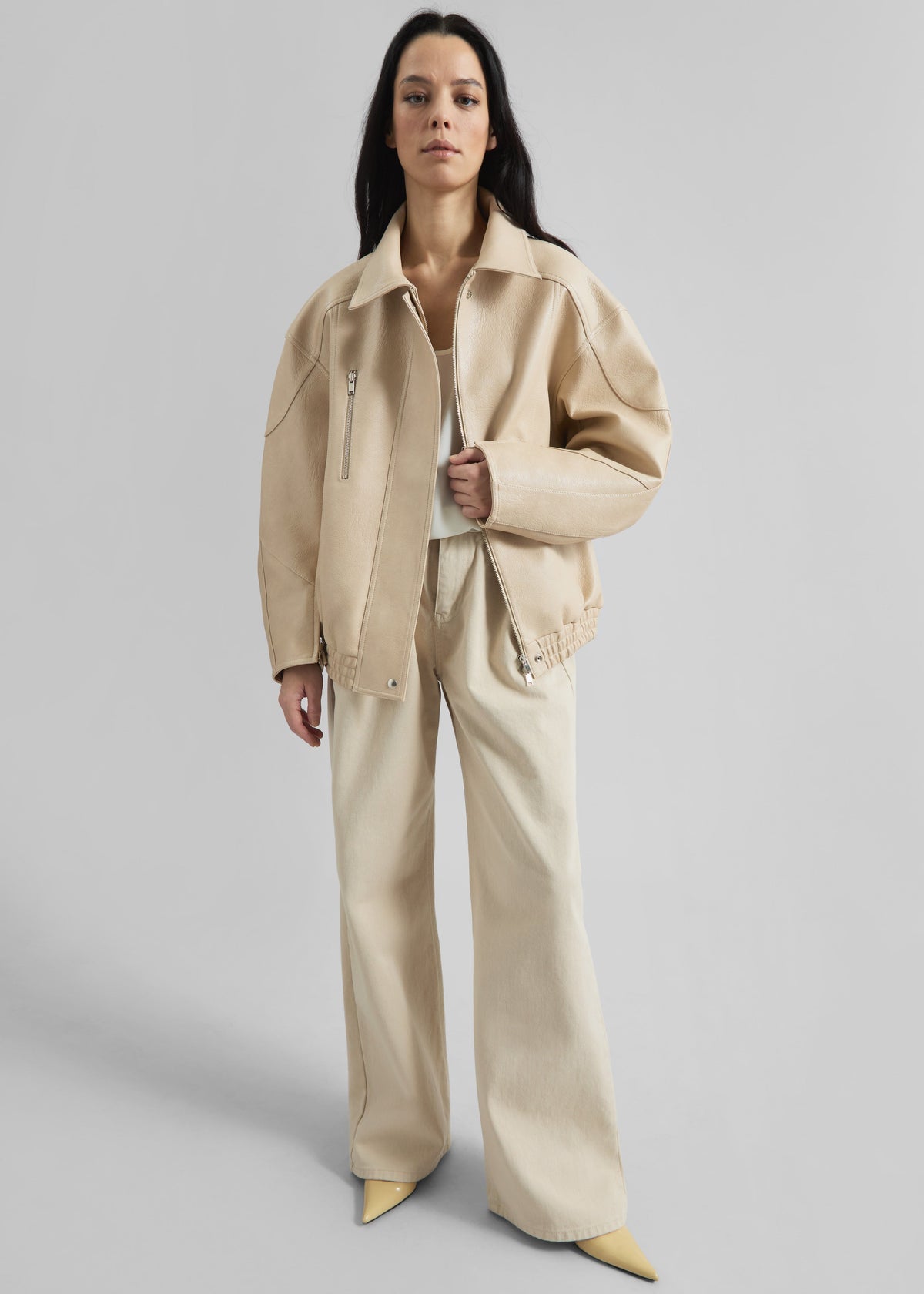 Enora Faux Leather Jacket - Cream – view 5 of 7