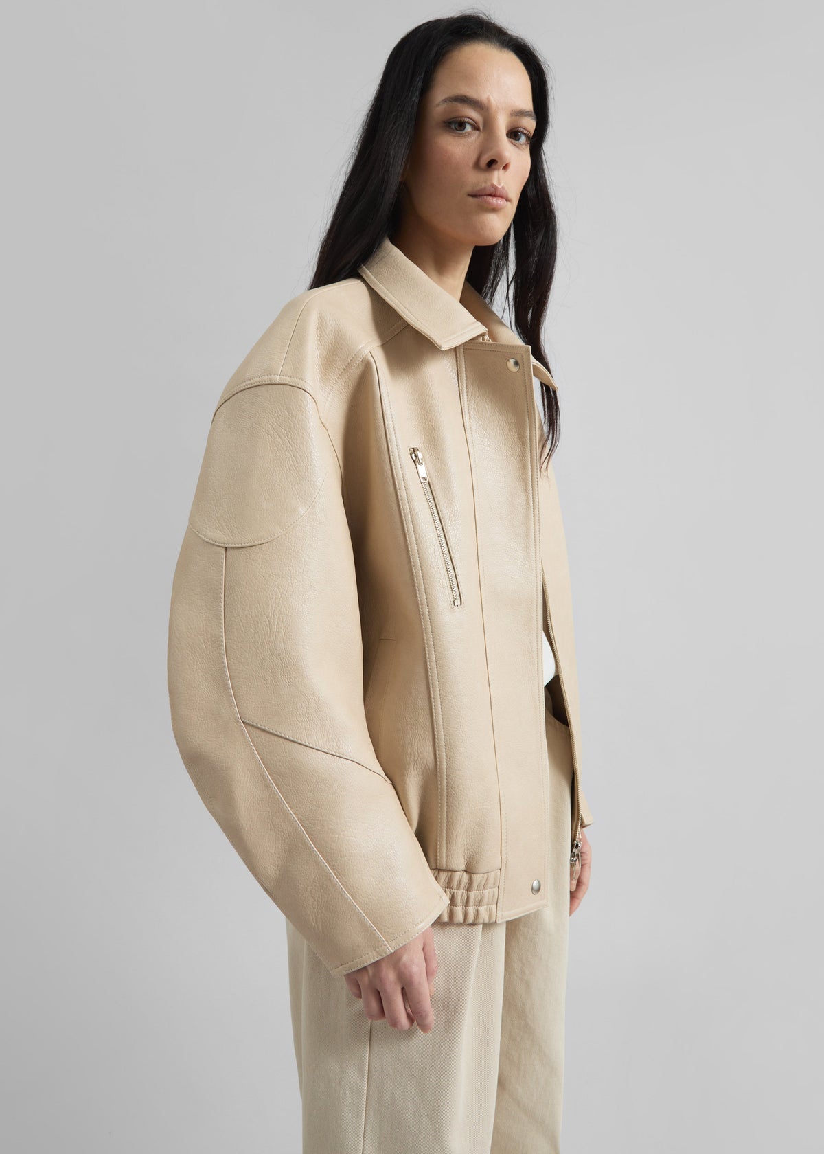 Enora Faux Leather Jacket - Cream – view 4 of 7