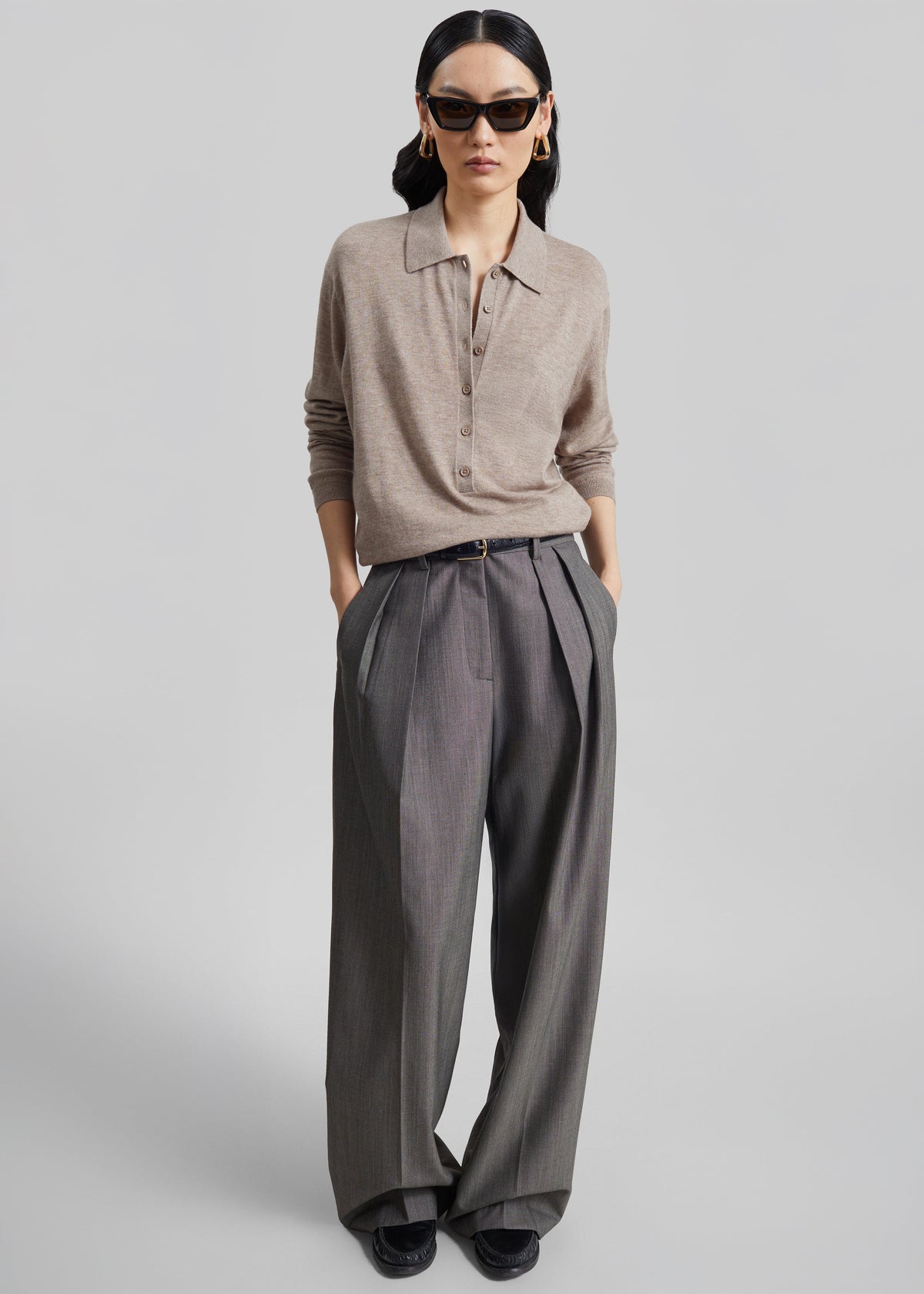 Erena Pleated Trousers - Dark Taupe – view 1 of 8