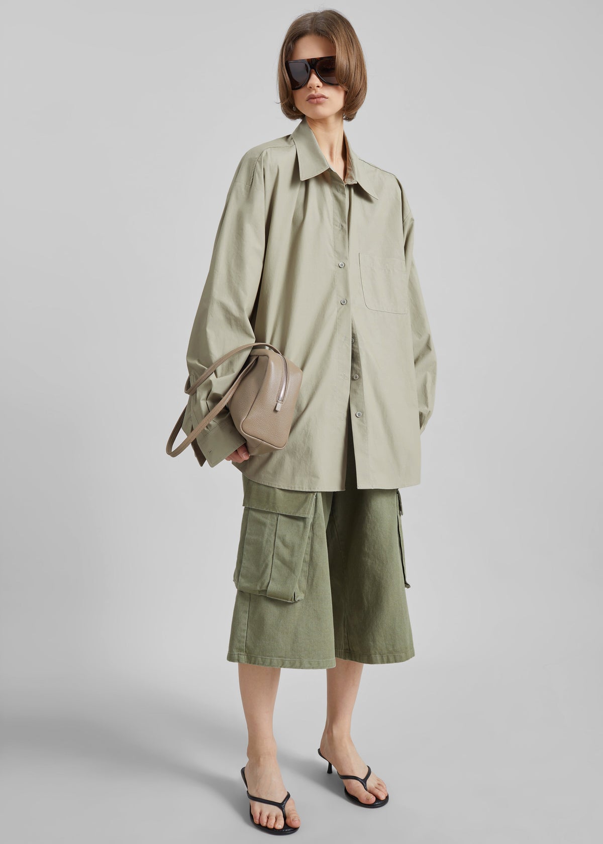 Eston Cotton Oversized Shirt - Sage – view 6 of 8
