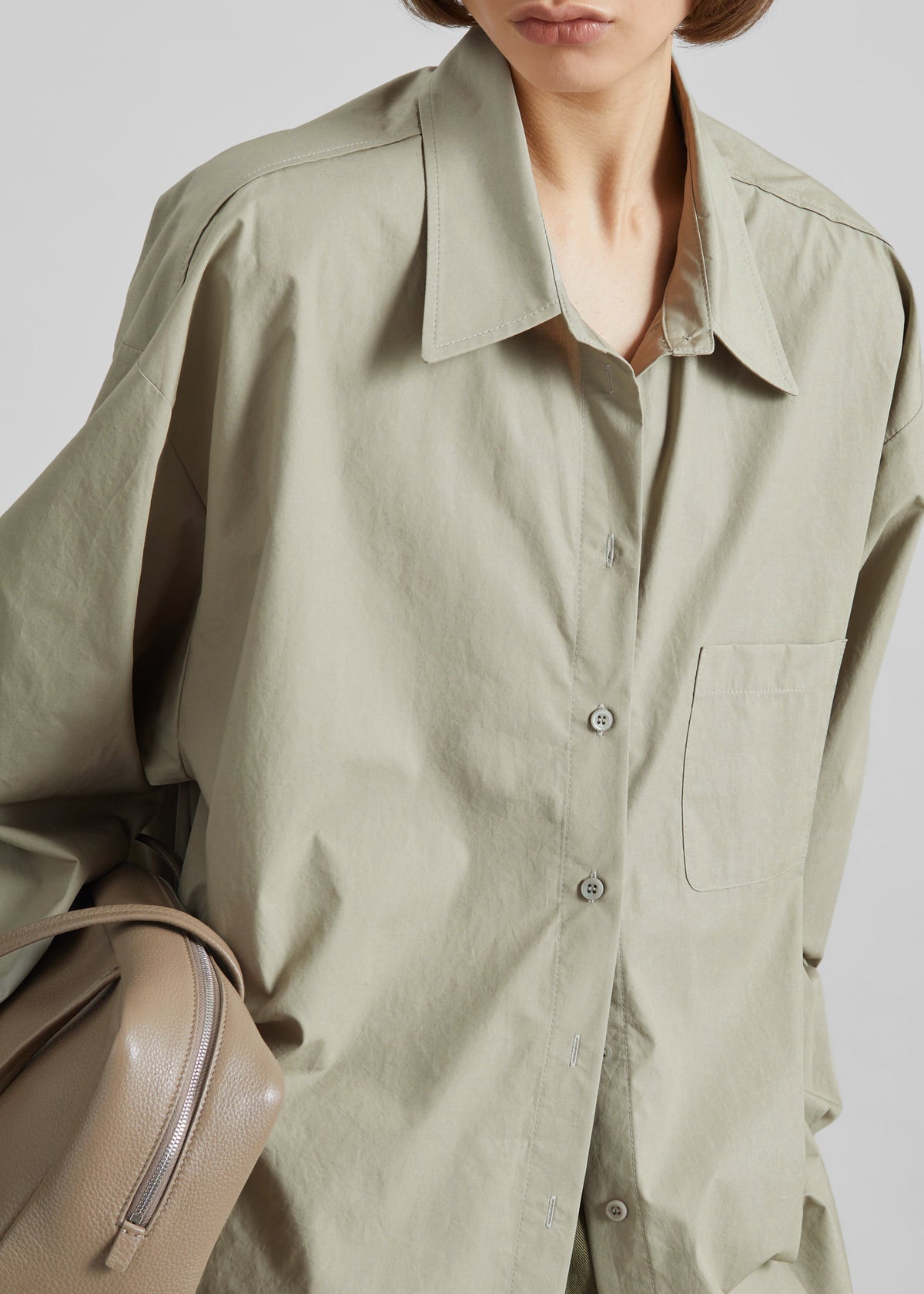 Eston Cotton Oversized Shirt - Sage – view 3 of 8