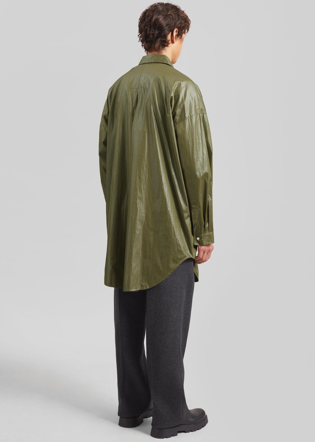 Etah Lustrous Oversized Shirt - Olive – view 5 of 6