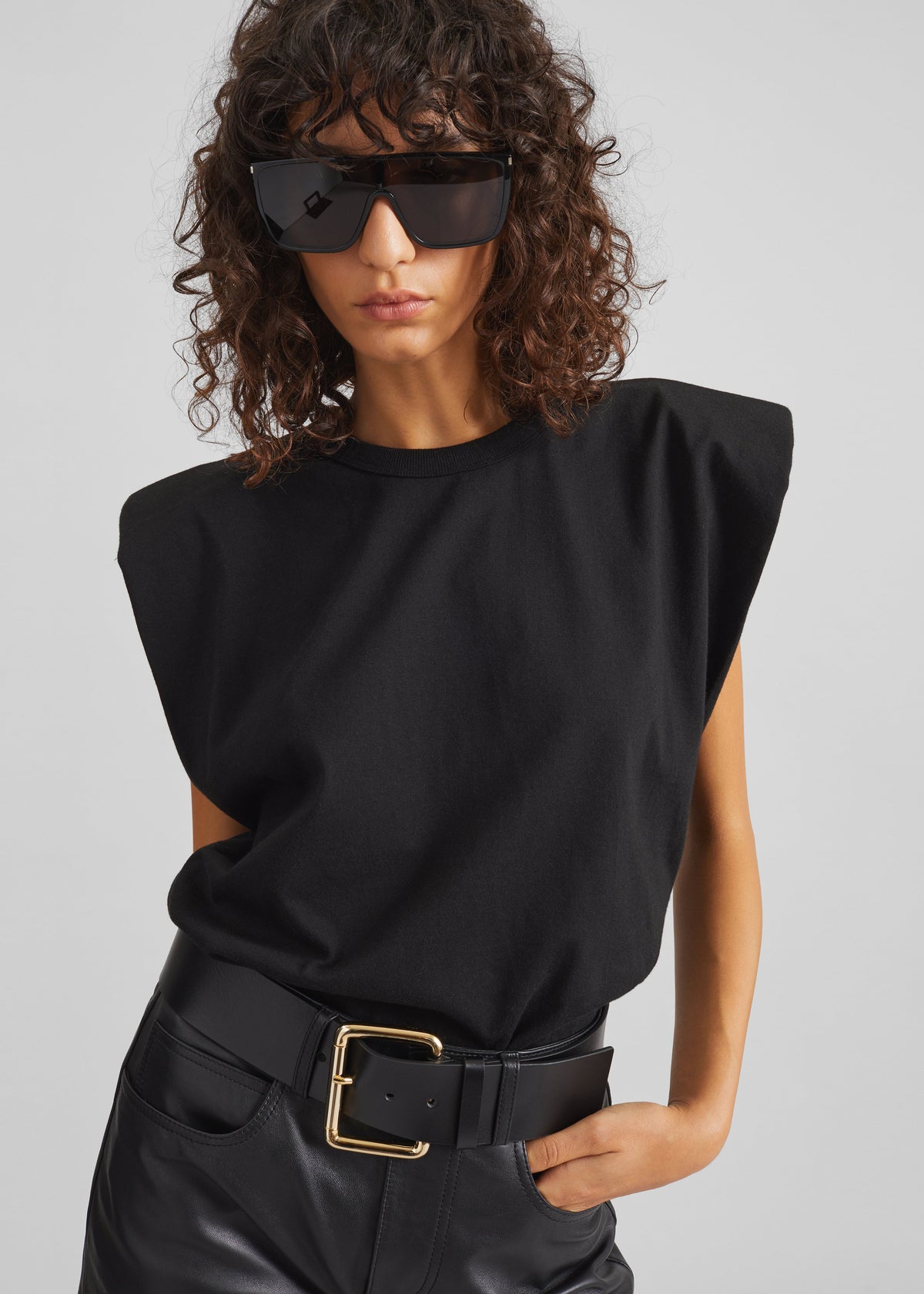 Eva Padded Shoulder Muscle T-Shirt - Black – view 1 of 11