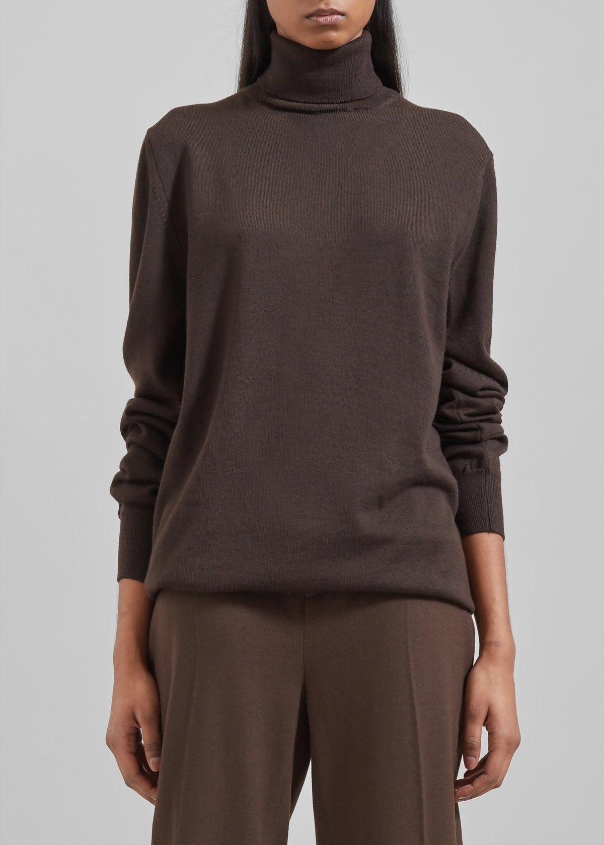 Eve Thin Turtleneck Sweater - Dark Brown – view 2 of 10