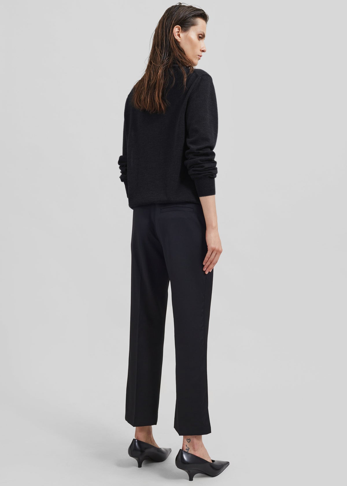 Eve Thin Turtleneck Sweater - Dark Grey Melange – view 9 of 10