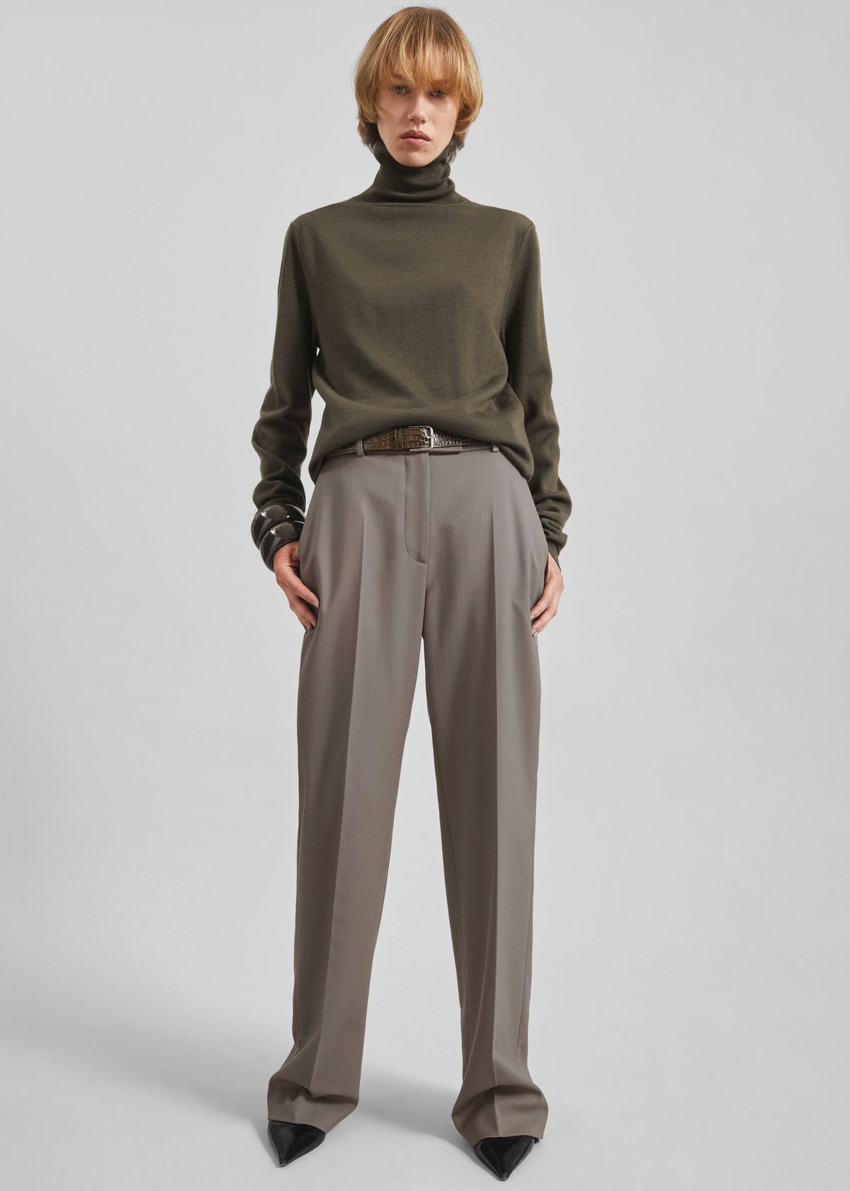 Eve Thin Turtleneck Sweater - Olive – view 2 of 7