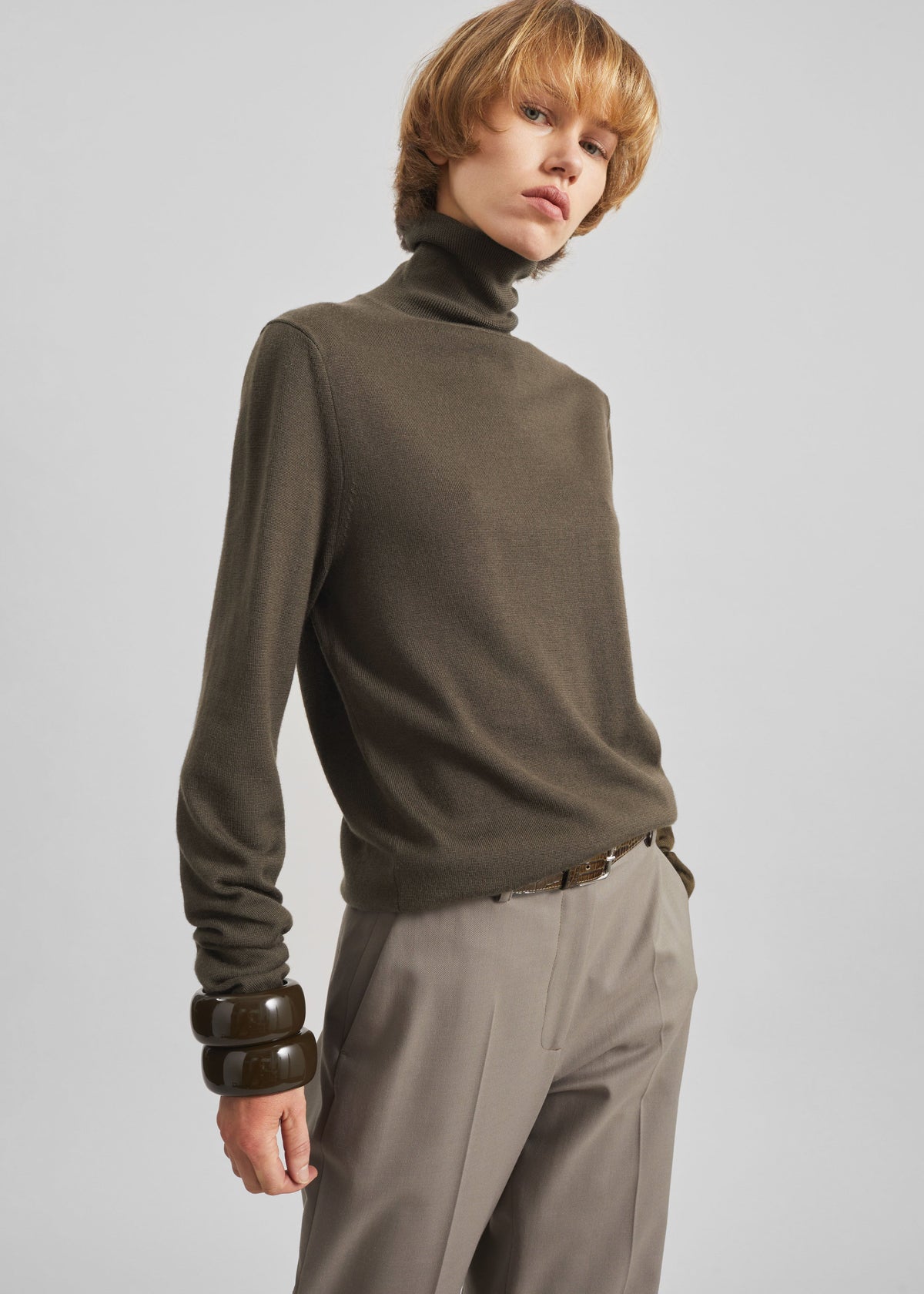 Eve Thin Turtleneck Sweater - Olive – view 1 of 7