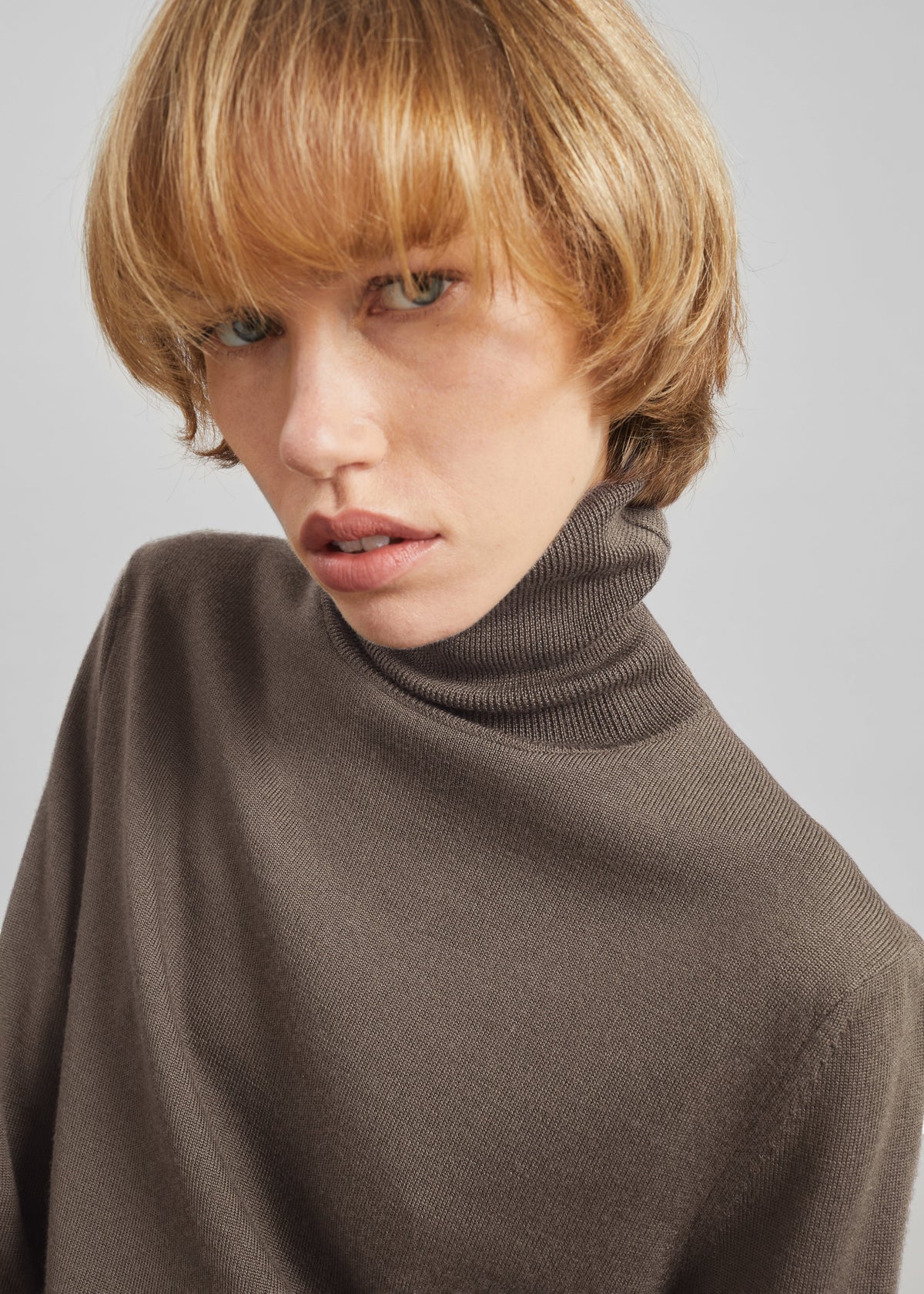 Eve Thin Turtleneck Sweater - Dark Taupe – view 2 of 6