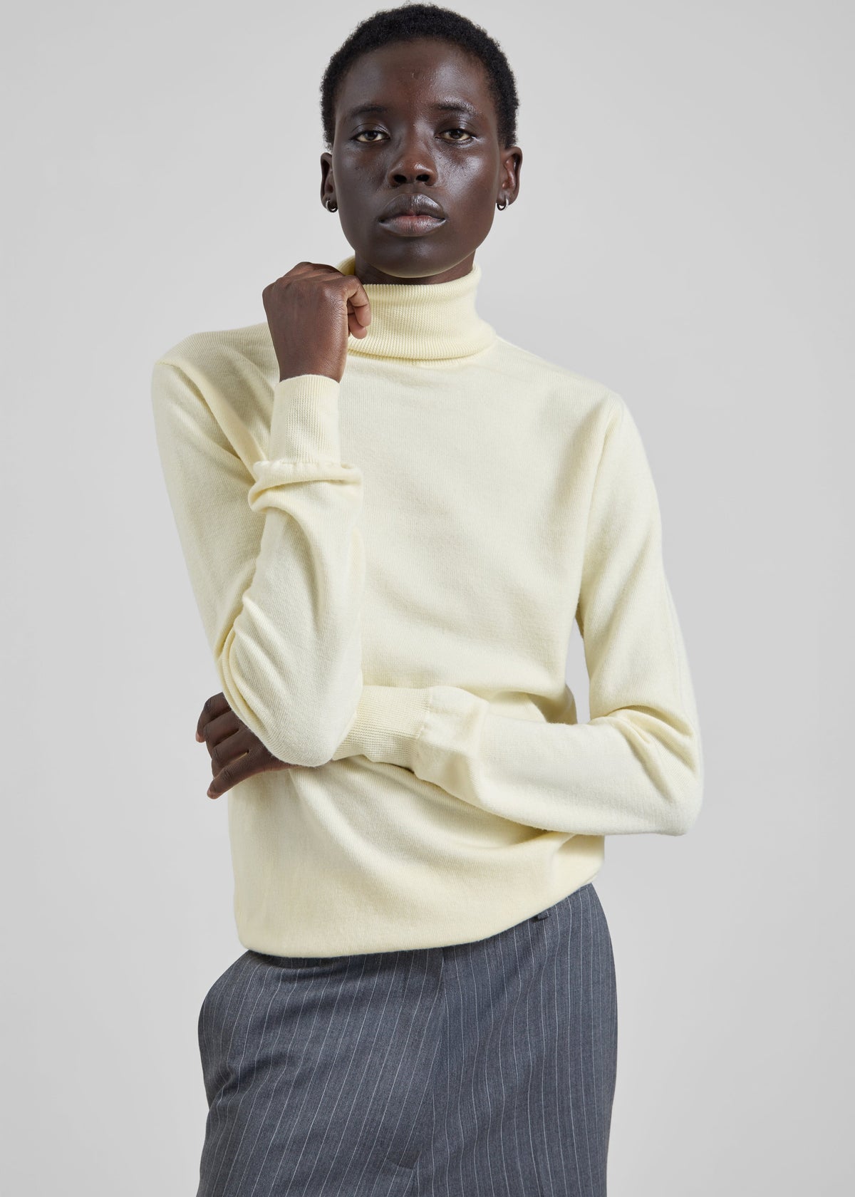 Eve Thin Turtleneck Sweater - Pale Yellow – view 2 of 5