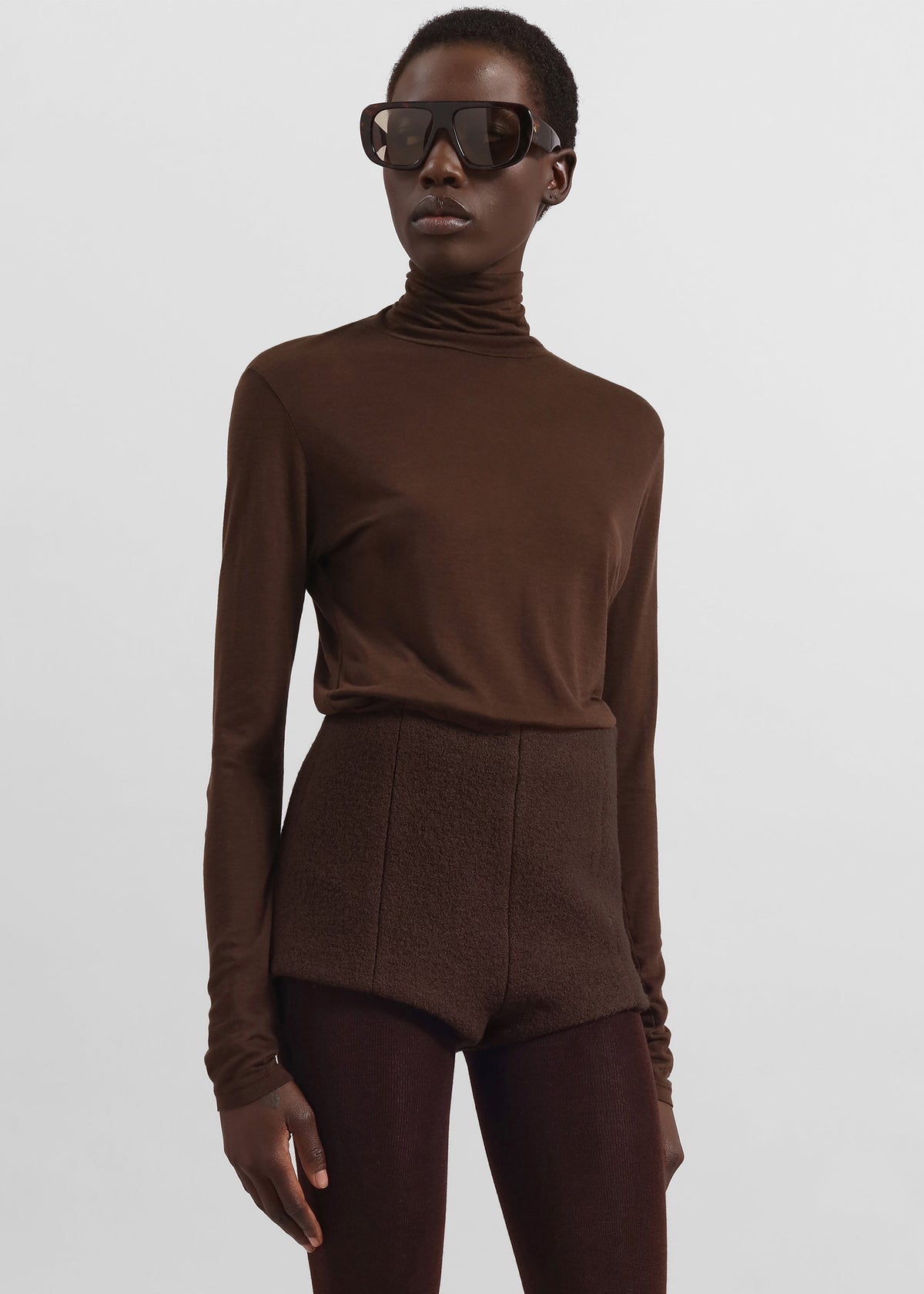 Evren Sheer Turtleneck - Brown – view 1 of 7