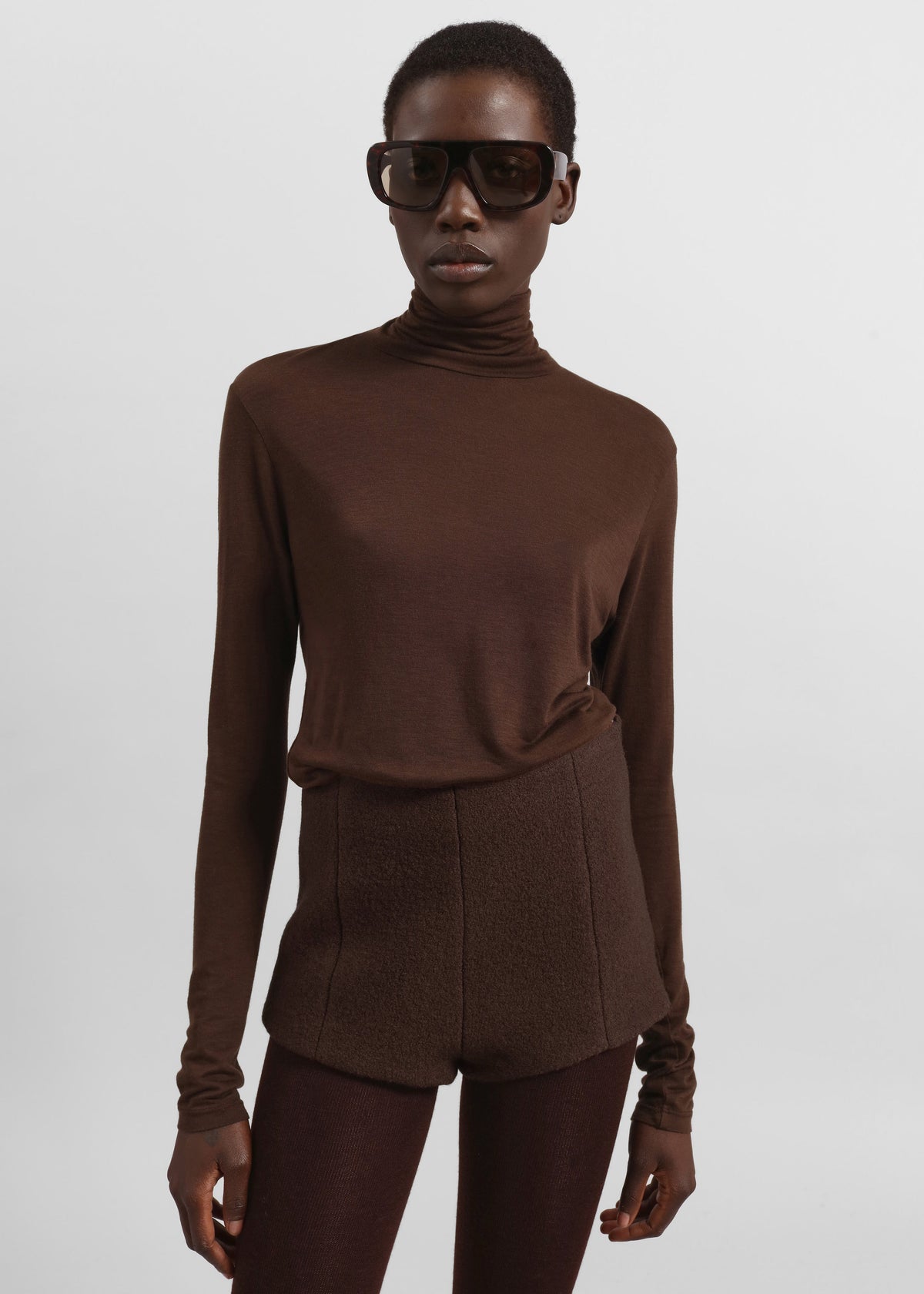 Evren Sheer Turtleneck - Brown – view 4 of 7