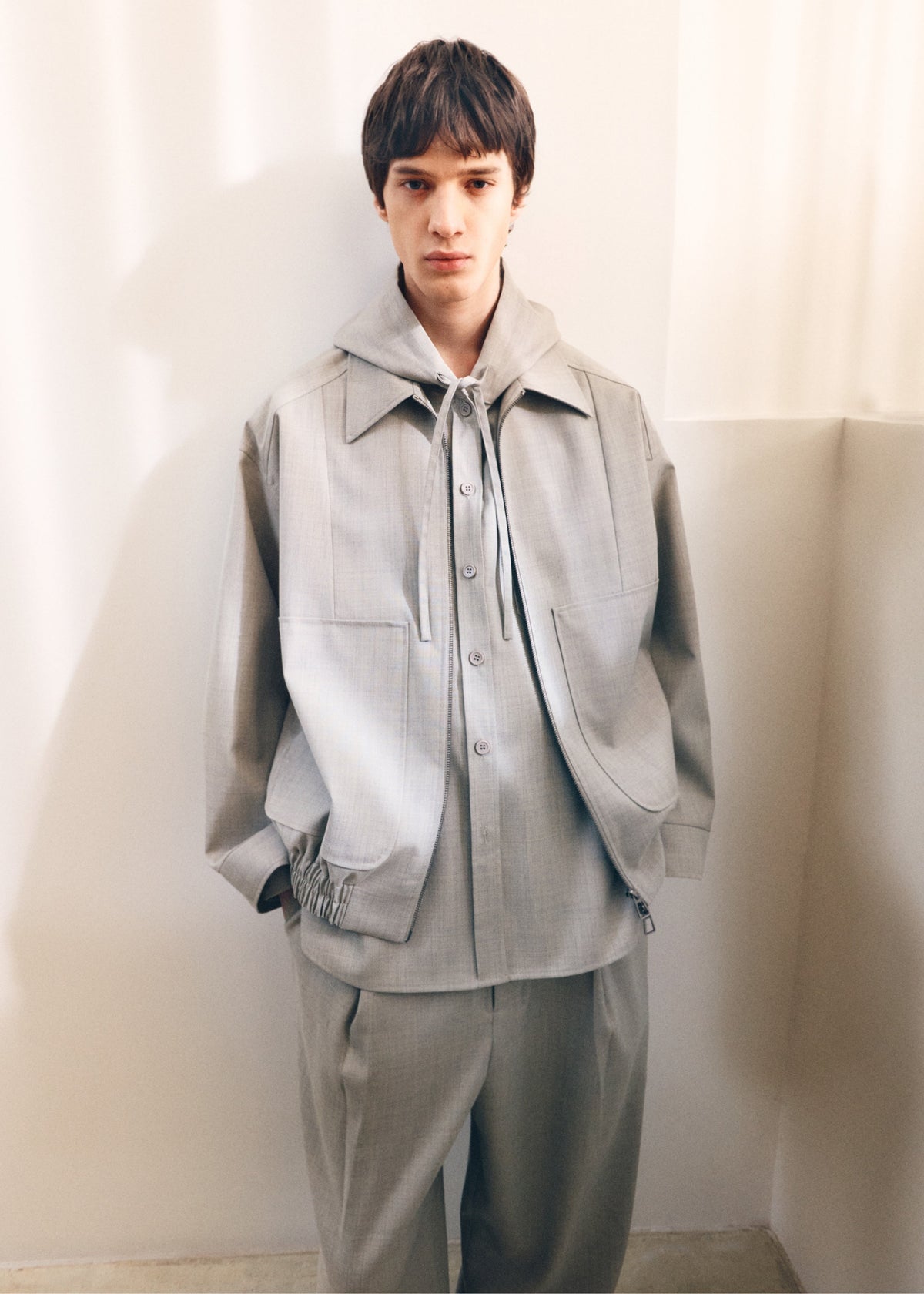 Felix Textured Jacket - Greige Melange – view 5 of 10