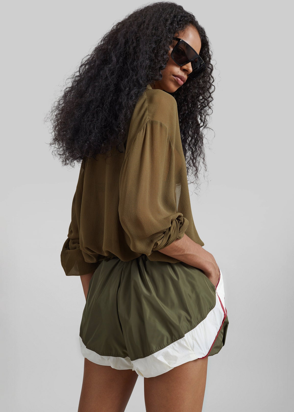 Fiorana Balloon Track Shorts - Olive – view 6 of 7