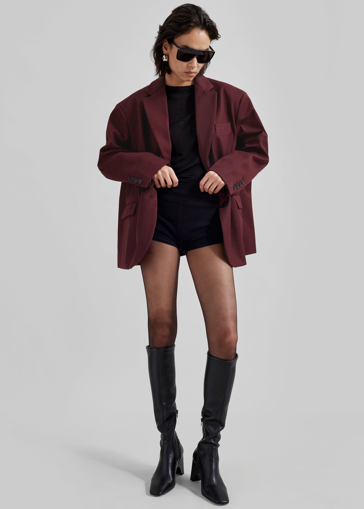 Nickishop Oversized Boyfriend Blazer - Burgundy – view 5 of 6