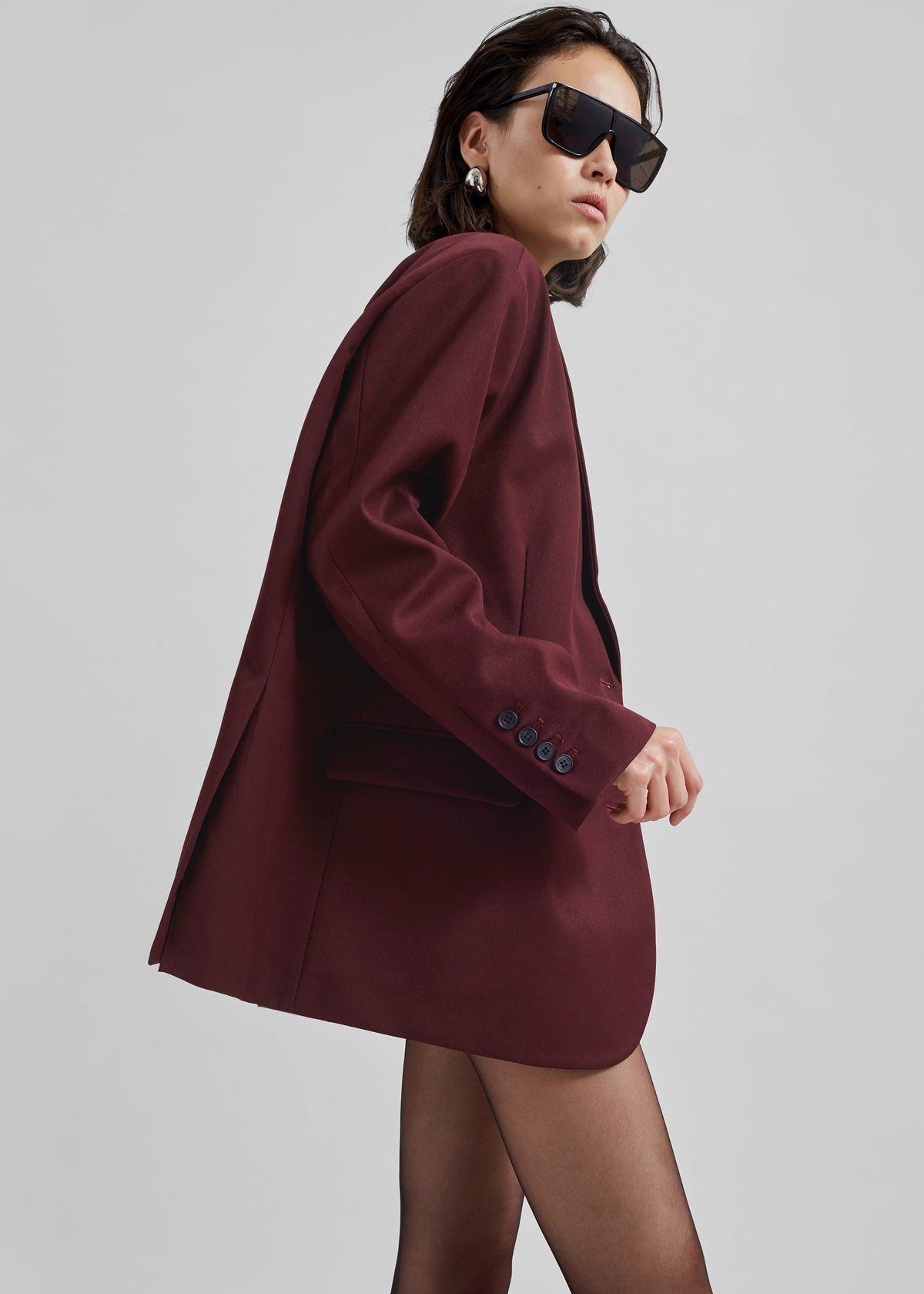 Nickishop Oversized Boyfriend Blazer - Burgundy – view 4 of 6