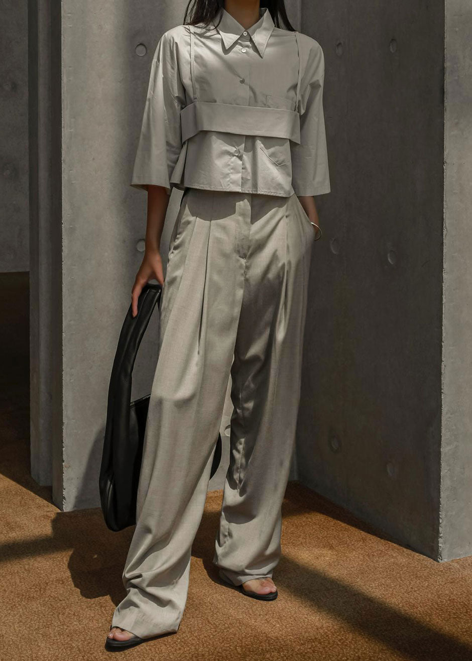 Gelso Pleated Trousers - Light Taupe Melange – view 9 of 15