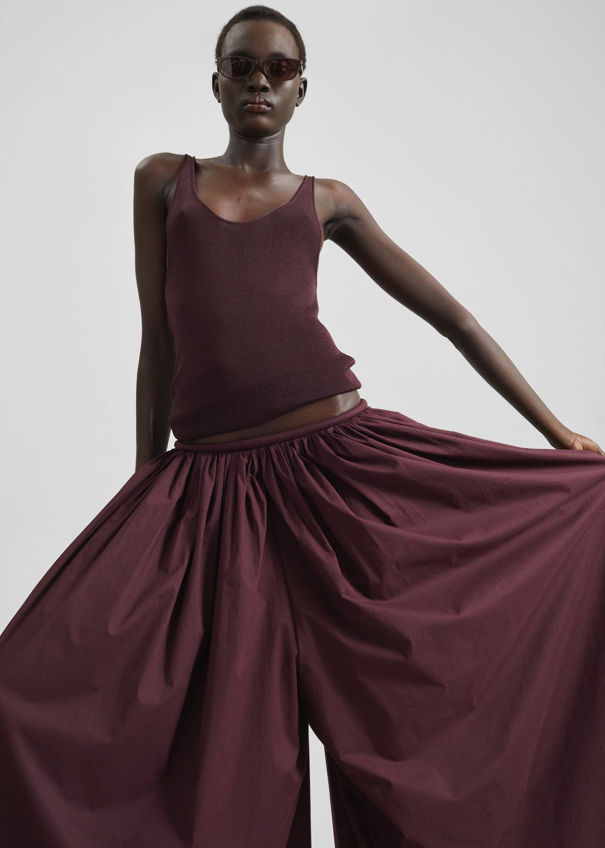 Gaeta Wide Corded Waistband Culottes - Burgundy – view 4 of 9