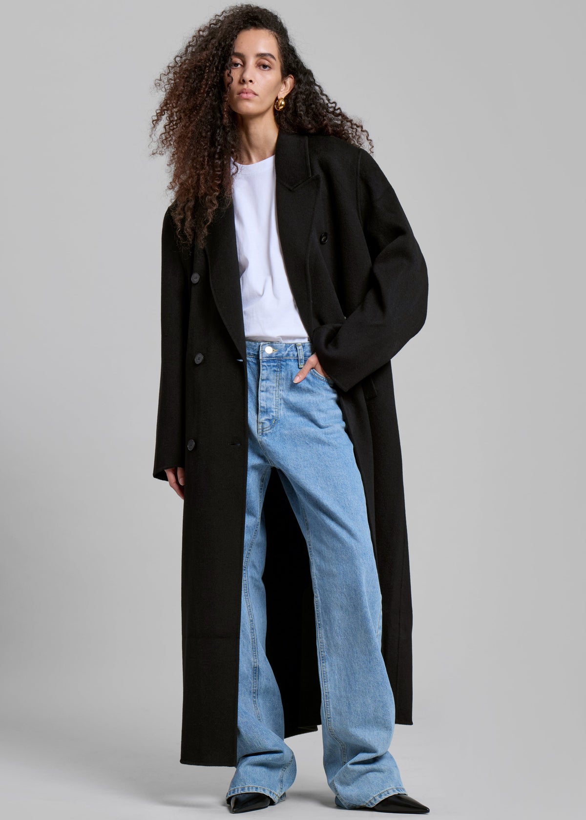 Gaia Double-Breasted Coat - Black – view 4 of 5