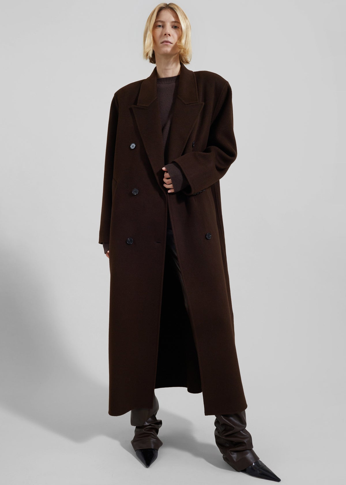 Gaia Double-Breasted Coat - Dark Brown – view 4 of 12