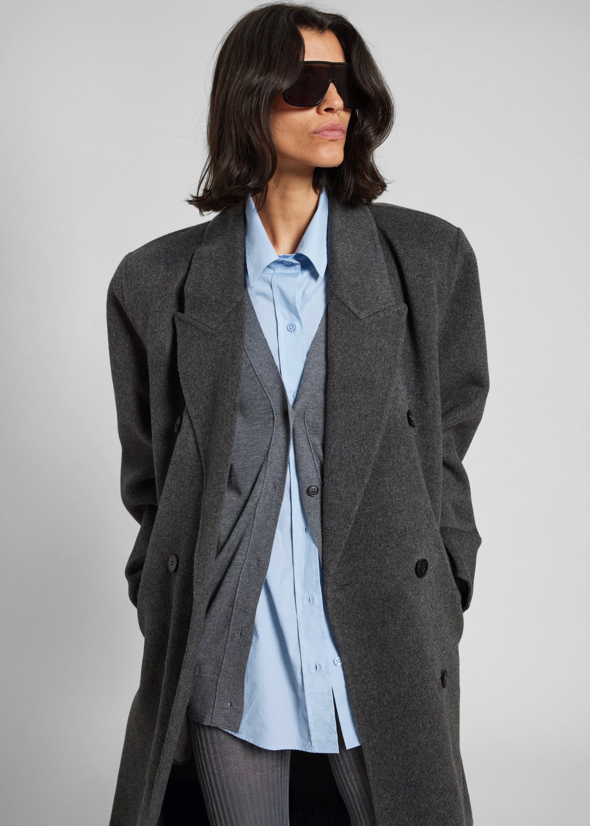 Gaia Double-Breasted Coat - Dark Grey Melange – view 5 of 8