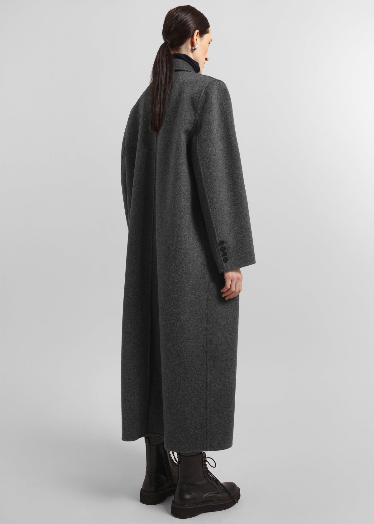 Gaia Double-Breasted Coat - Dark Grey Melange – view 7 of 8