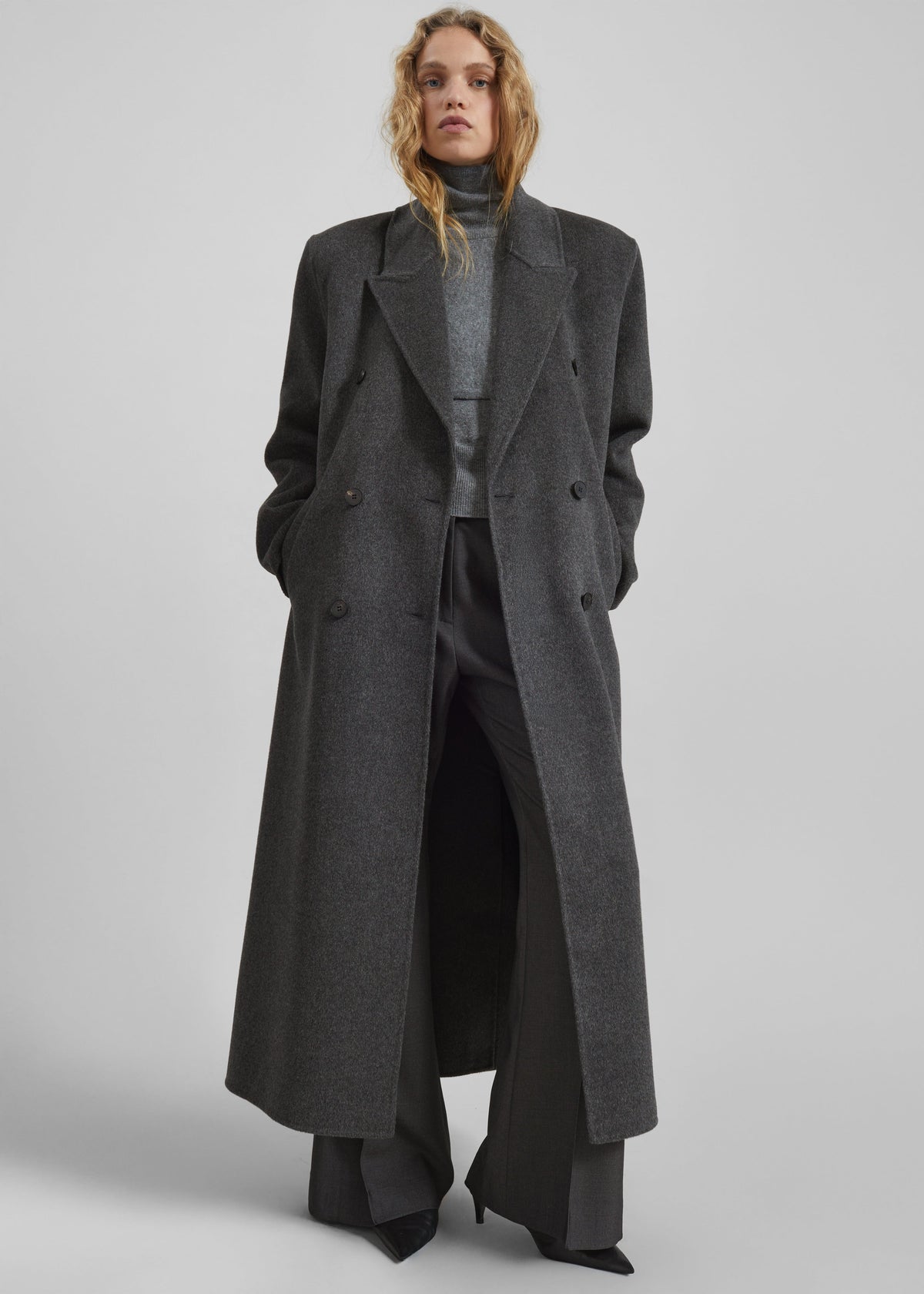 Gaia Double-Breasted Coat - Dark Grey Melange – view 1 of 8