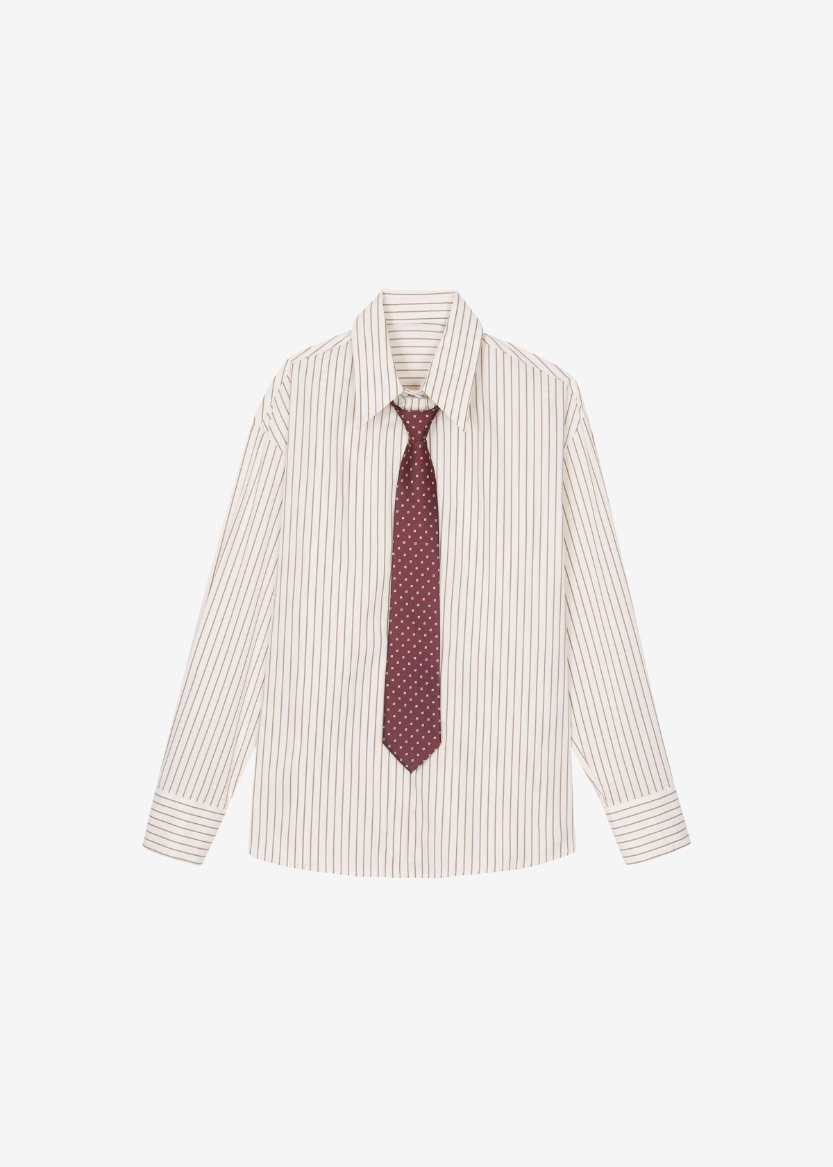 Gainsford Neck Tie Shirt - Beige/Brown Stripe – view 7 of 7