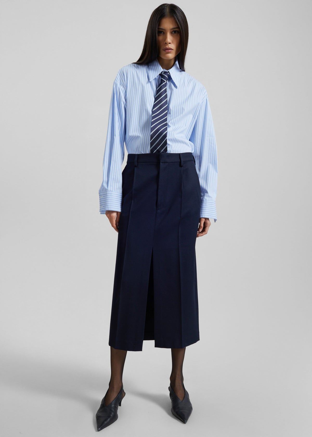 Gainsford Neck Tie Shirt - Blue/White Stripe – view 6 of 8