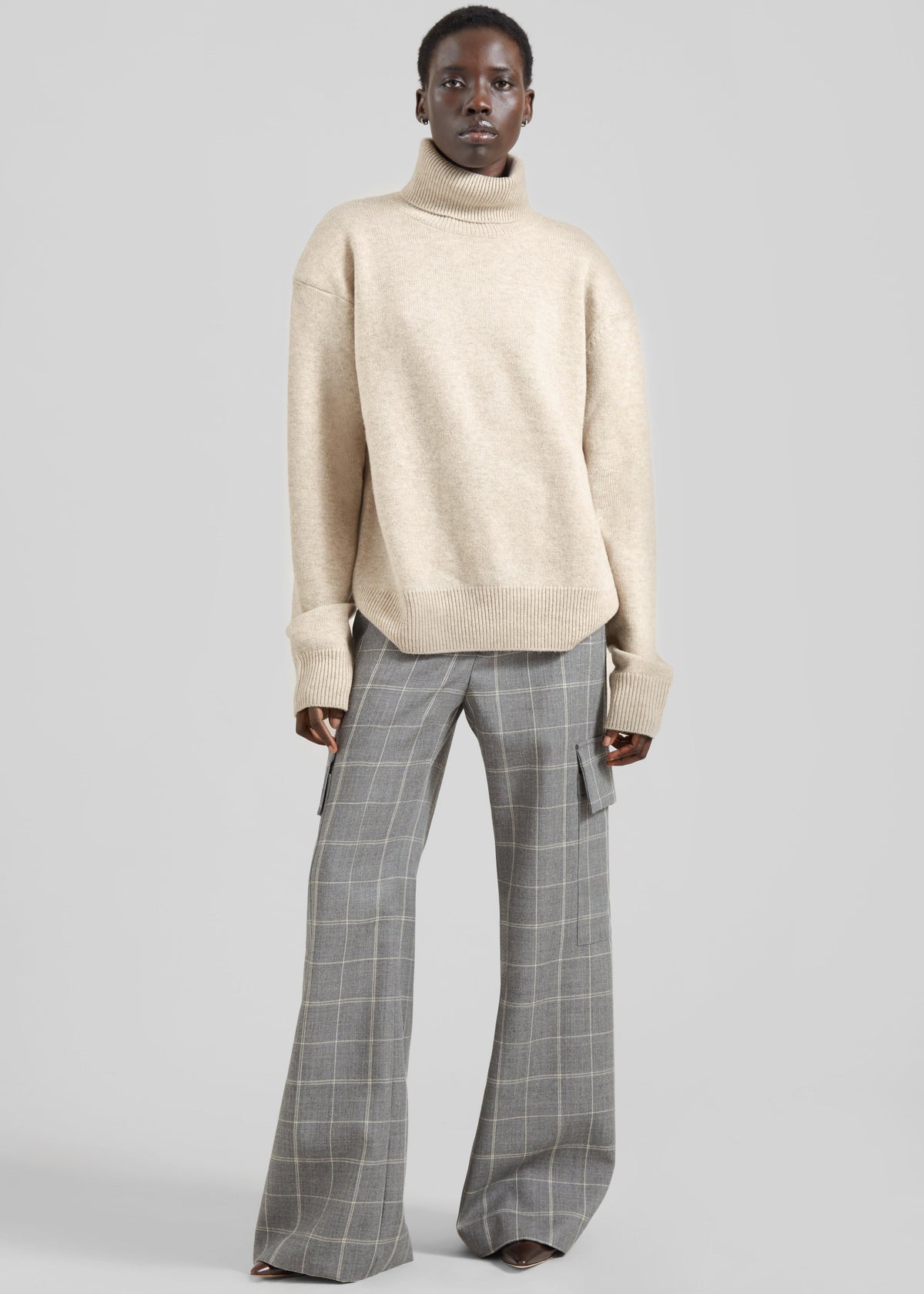 Gala Padded Knit Turtleneck - Light Beige – view 2 of 3
