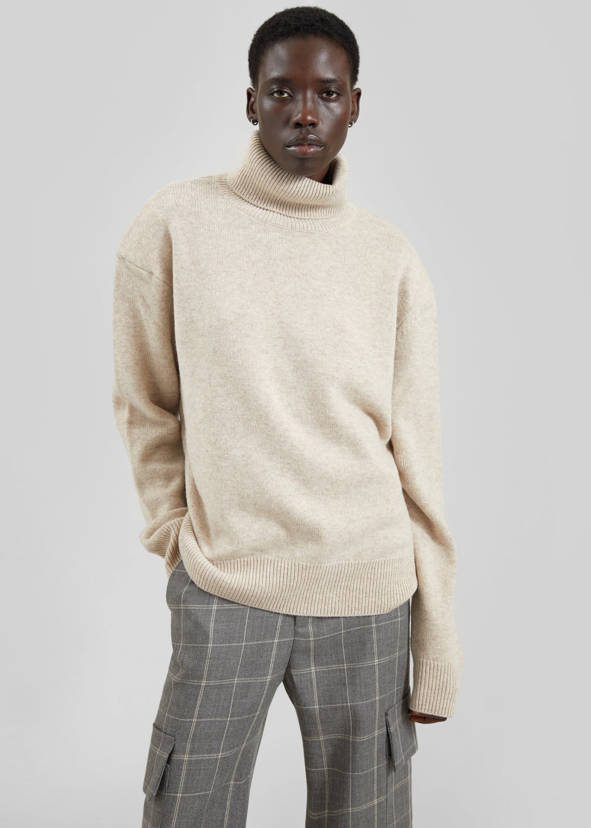 Gala Padded Knit Turtleneck - Light Beige – view 1 of 3
