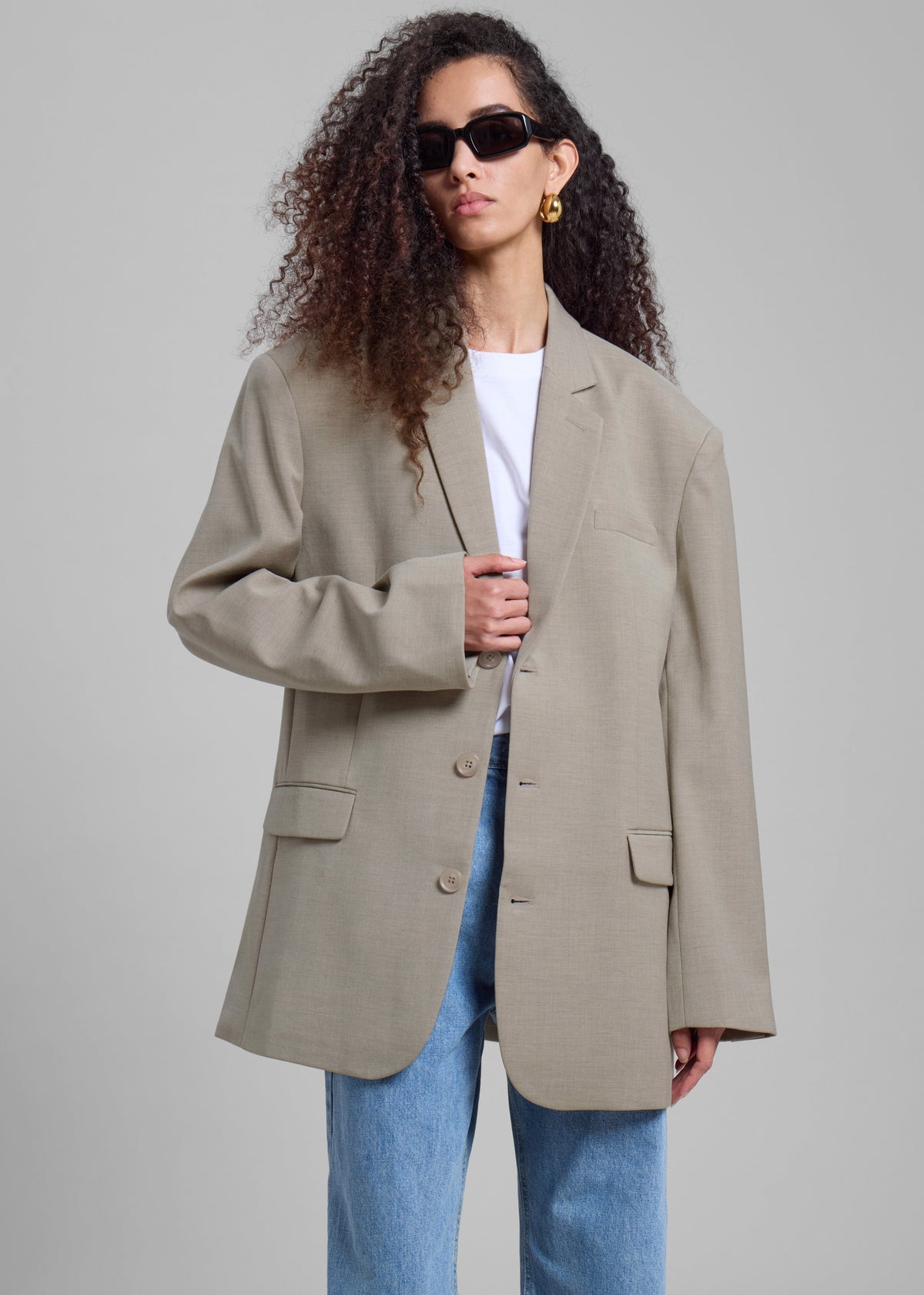 Gelso Oversized Blazer - Light Taupe Melange – view 5 of 13