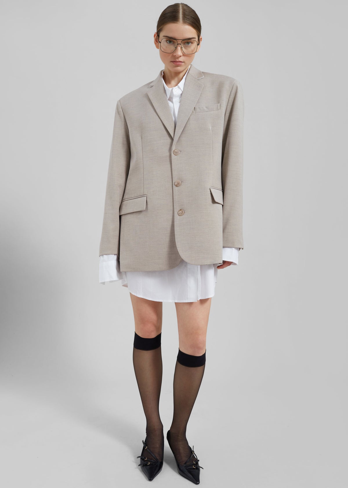 Gelso Oversized Blazer - Light Taupe Melange – view 9 of 13